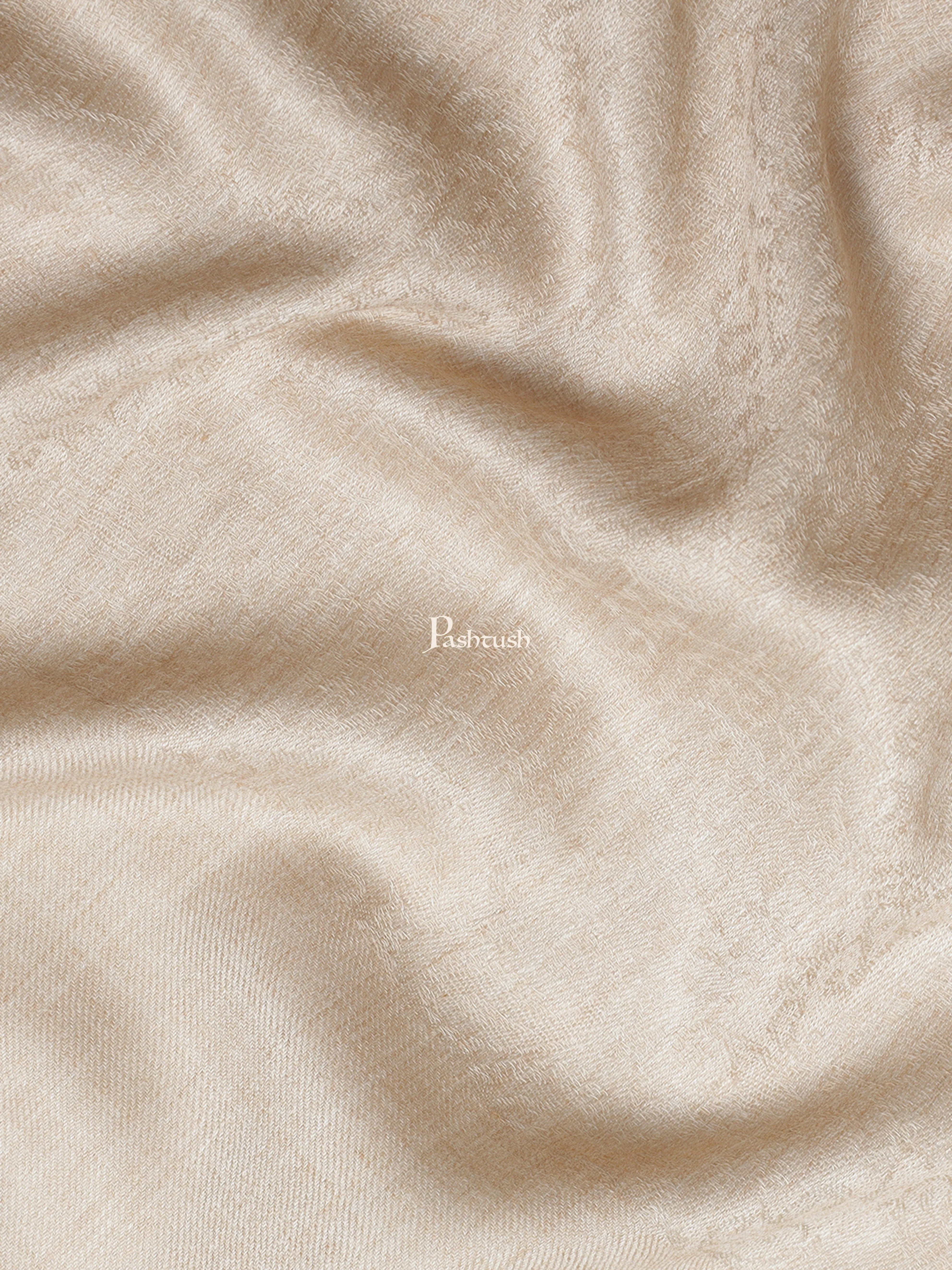 Pashtush Womens Self Stole, Fine Wool, Paisley Weave, Beige - Image 2