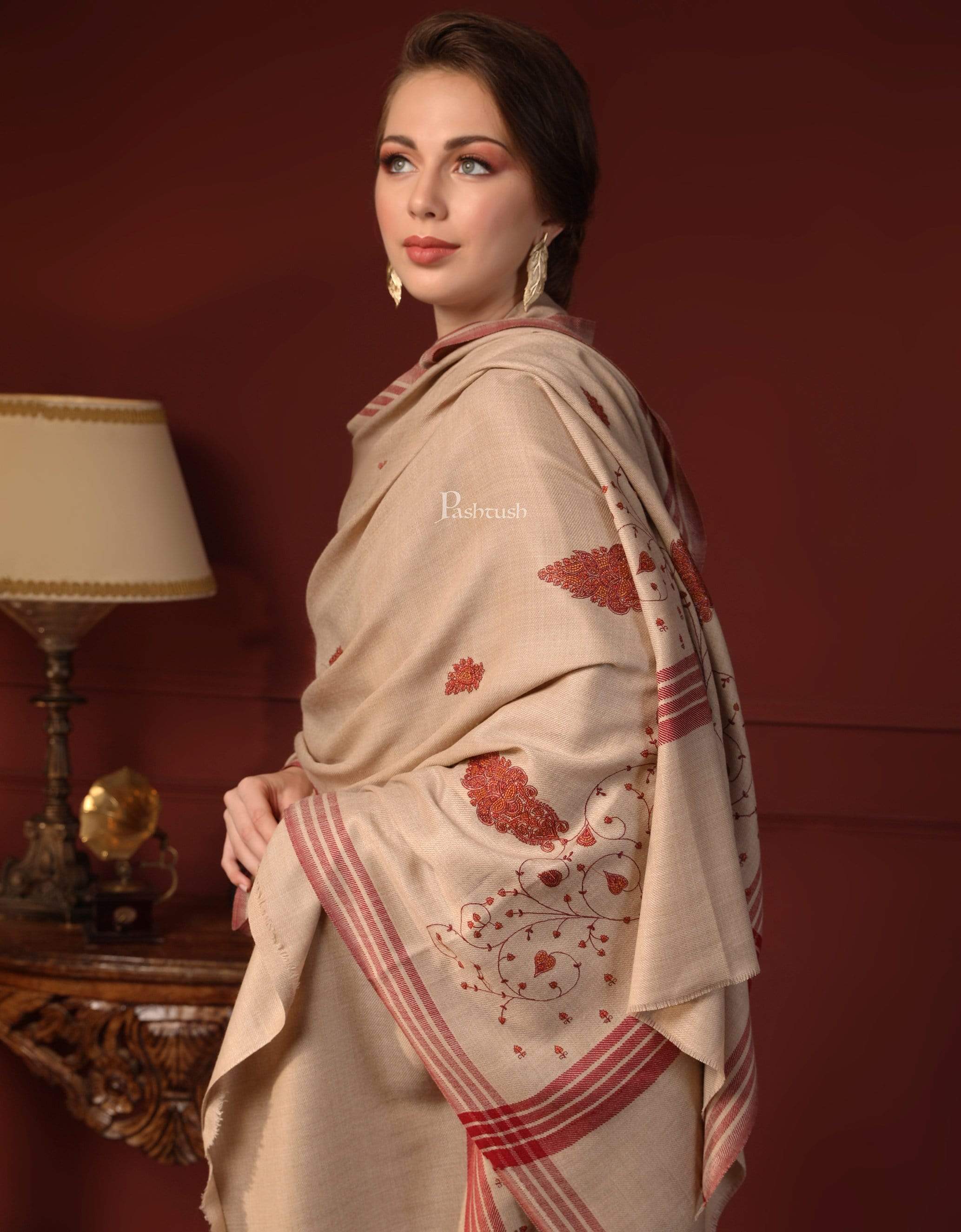 Pashtush Womens Embroidery Shawl, Large And Warm - Image 3