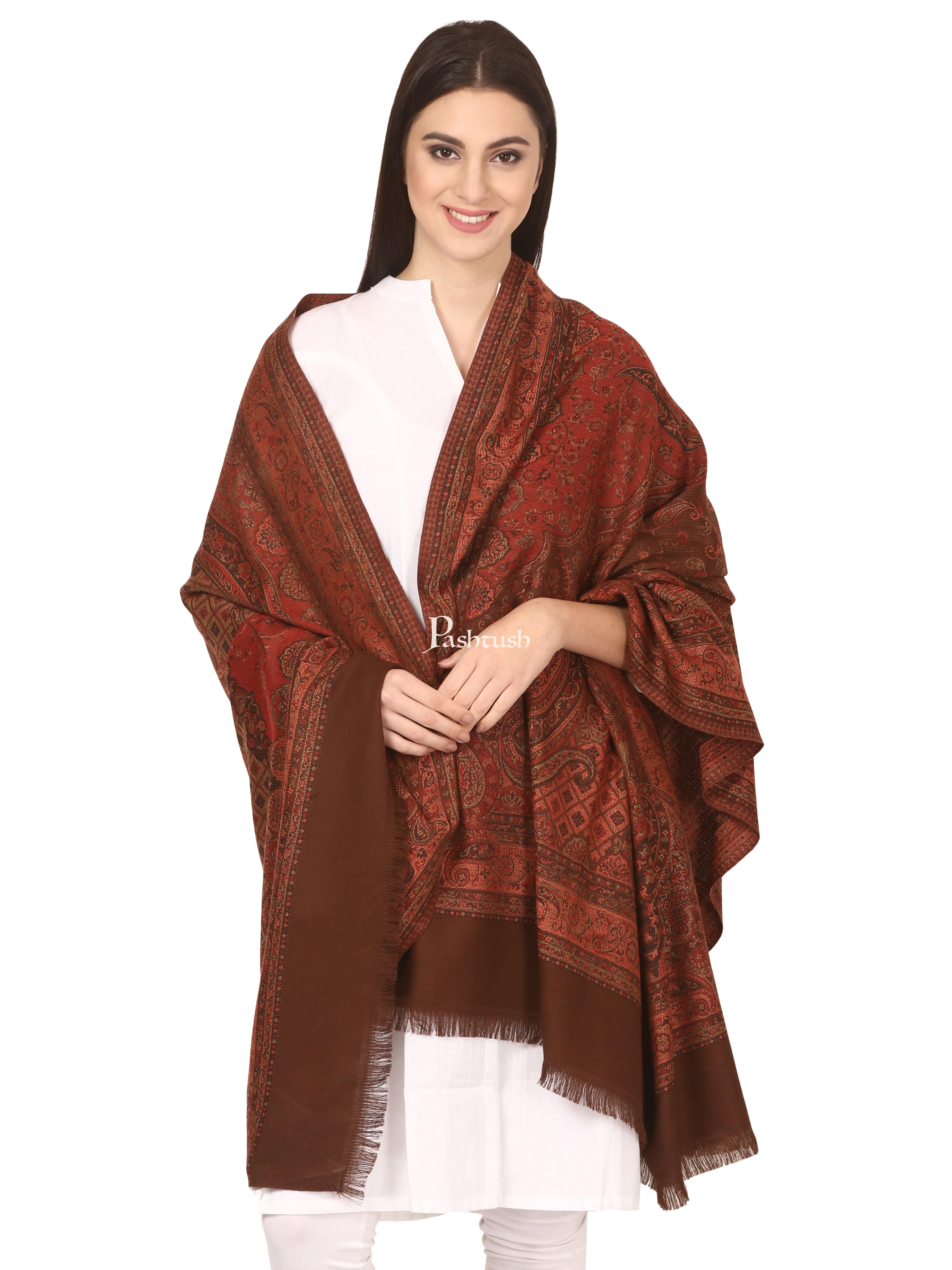 Pashtush Women's Shawl, Faux Pashmina Design, Soft and Warm, Coffee - Image 6