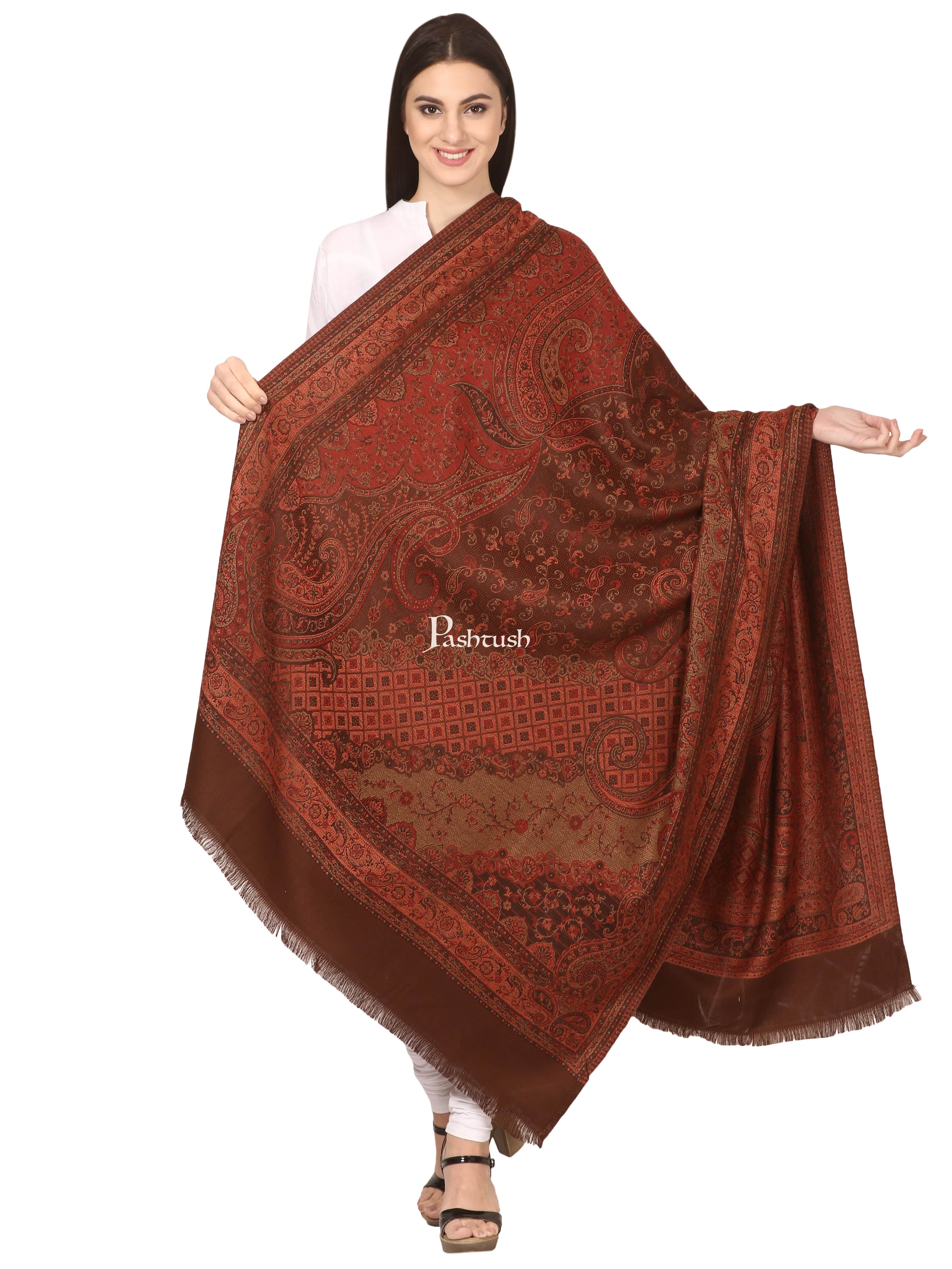Pashtush Women's Shawl, Faux Pashmina Design, Soft and Warm, Coffee - Image 8