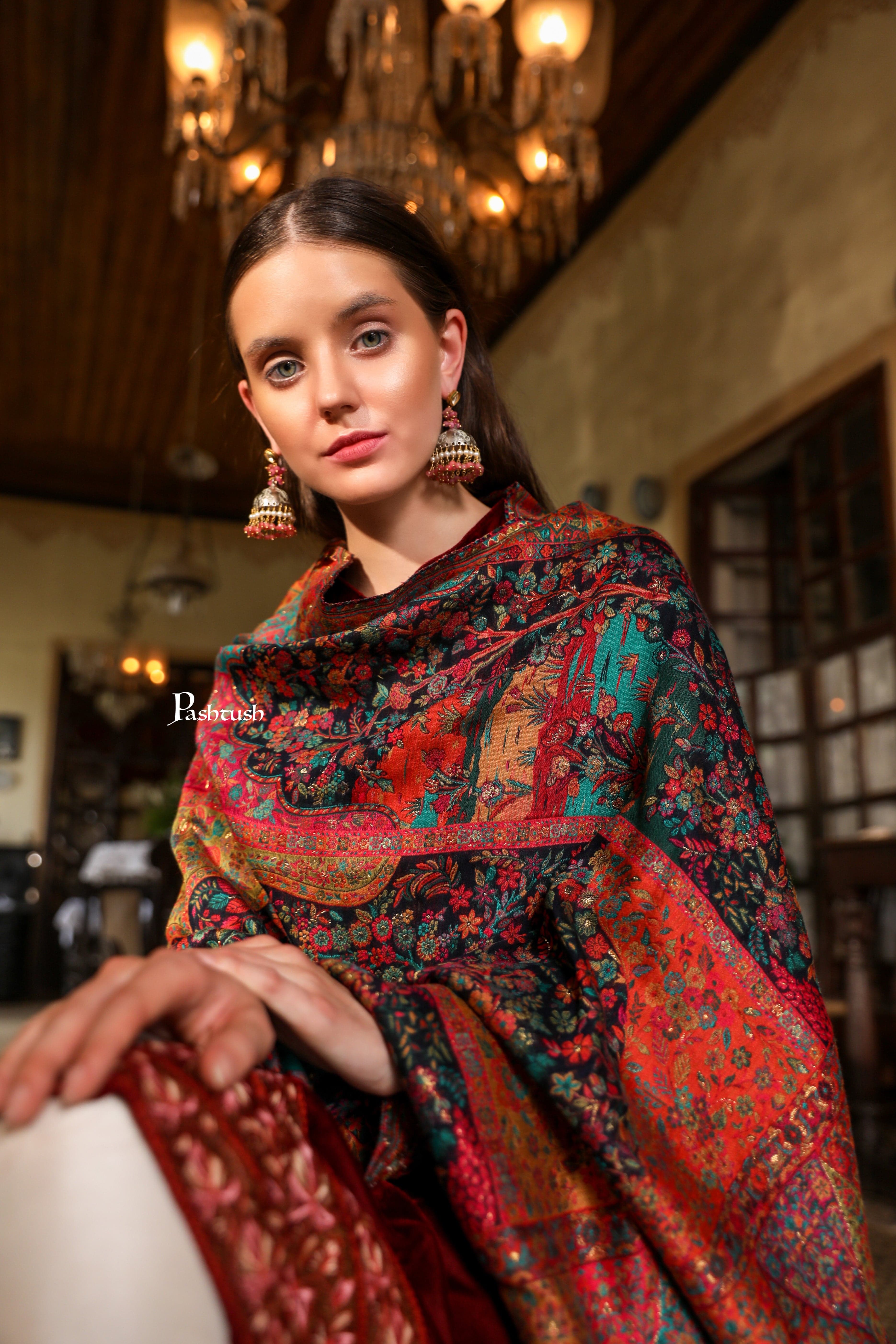 Pashtush Womens Shawl,  Twilight Collection Shawl, Woven Design, Extra Fine Wool, Multicoloured - Image 3