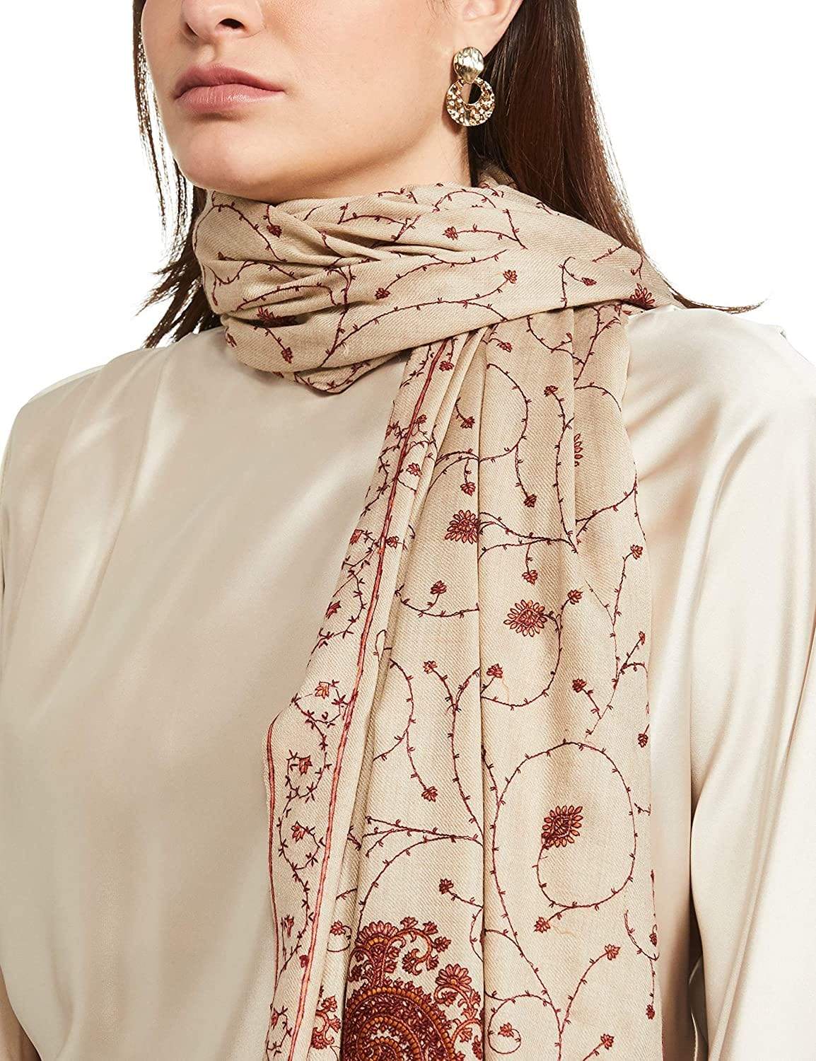 Pashtush Womens Shawl With Khakikar Fineembroidery, Soft And Warm, Light Weight - Image 2