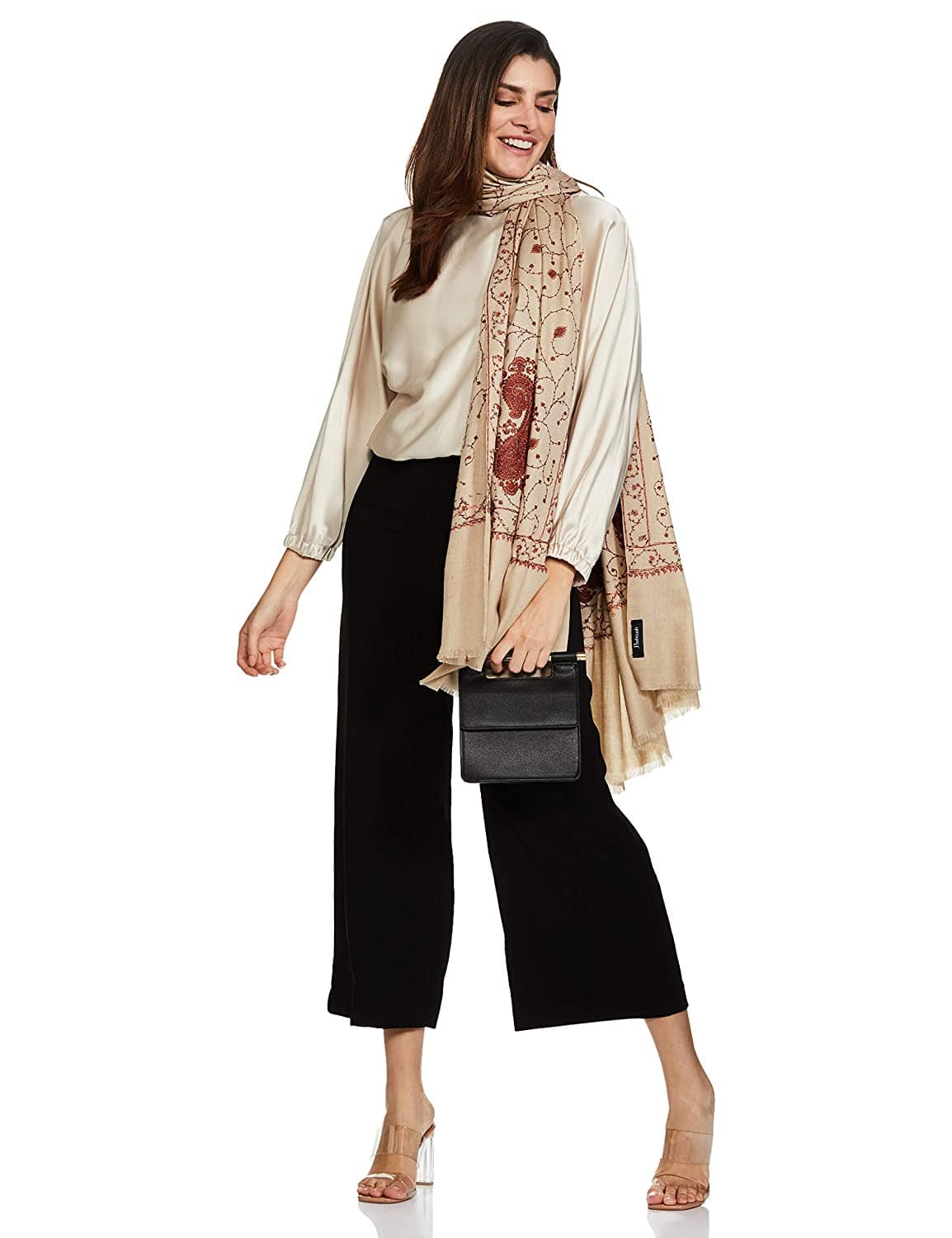 Pashtush Womens Shawl With Khakikar Fineembroidery, Soft And Warm, Light Weight - Image 3