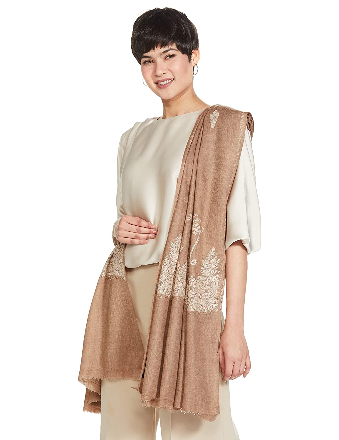 Pashtush Womens Shawl With Tone On Tone Embroidery, Soft And Warm - Image 3