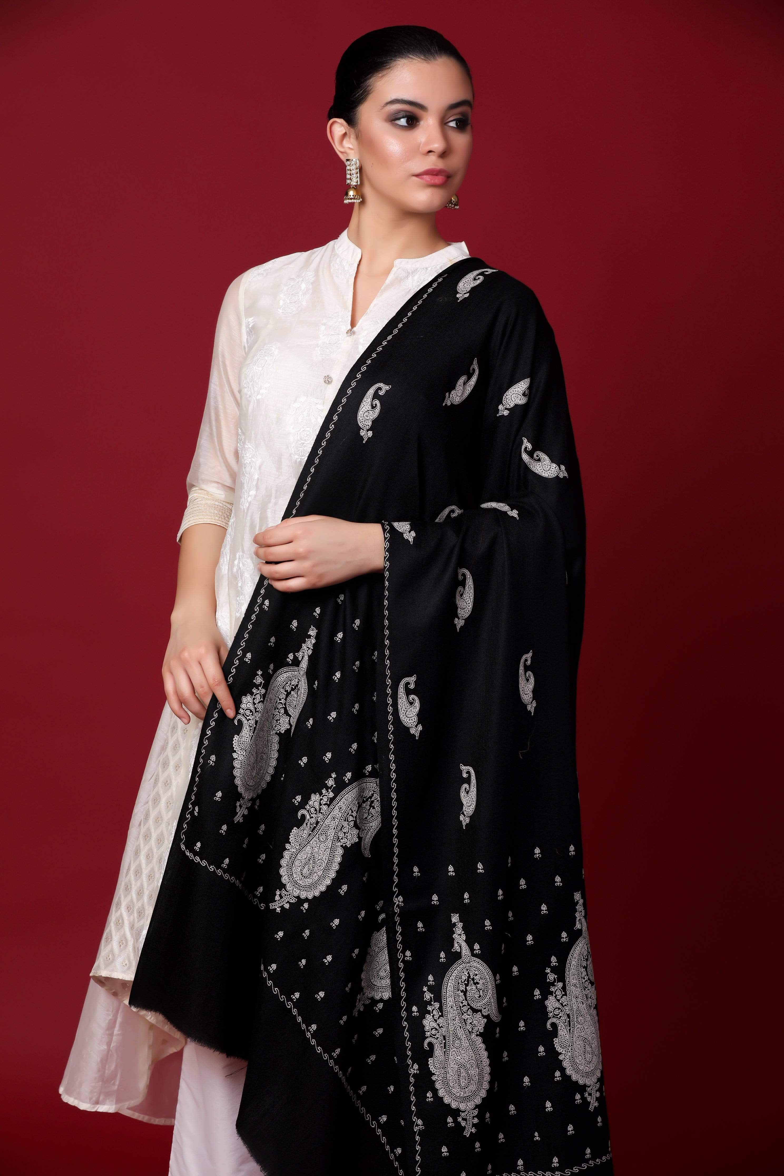 Pashtush Womens Shawl With Tone On Tone Embroidery, Soft And Warm - Image 2