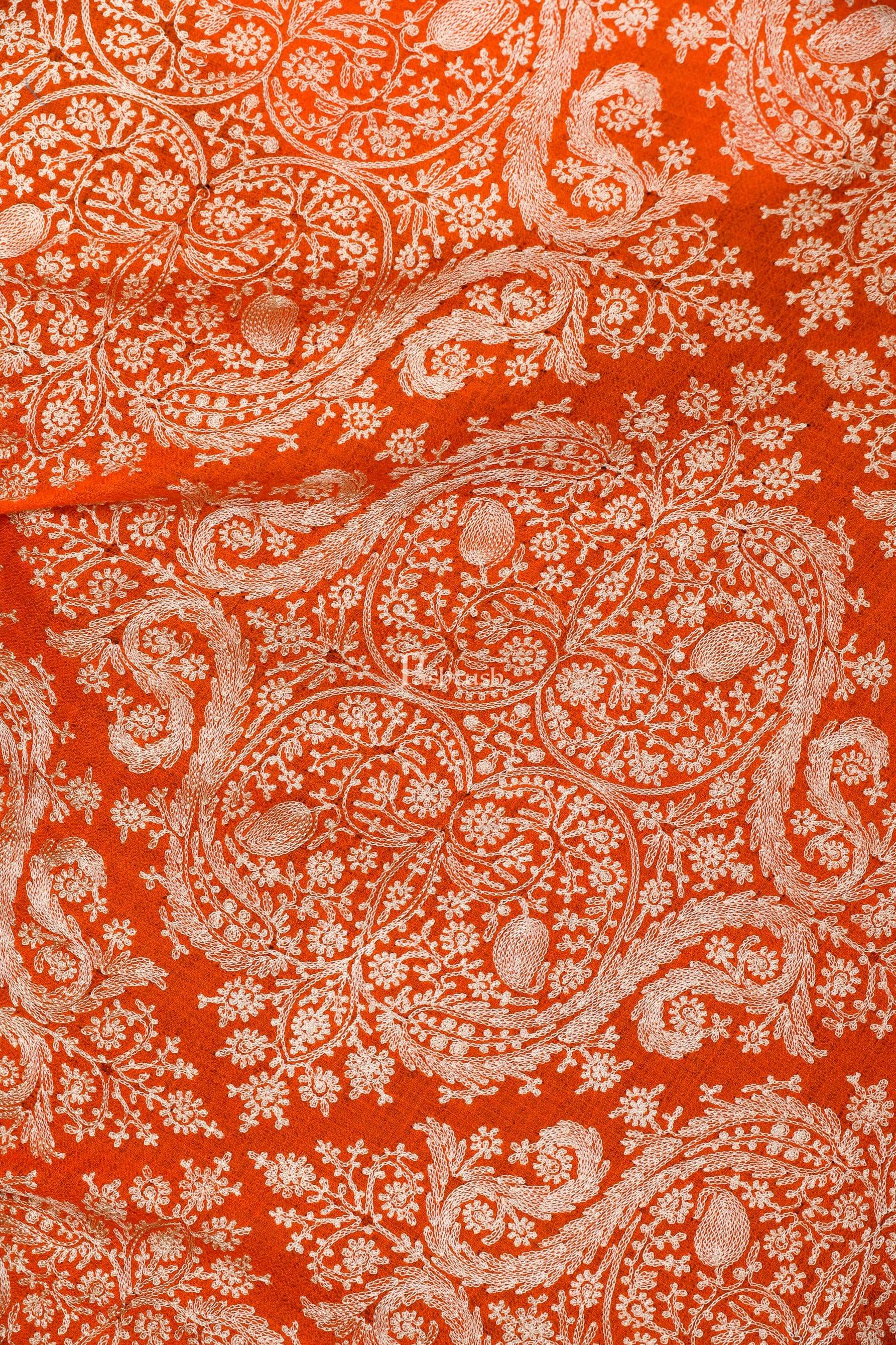 Pashtush Womens Silk-Cashmere Fine Wool, Nalki Embroidery Needlework Stole, Salamander - Image 3
