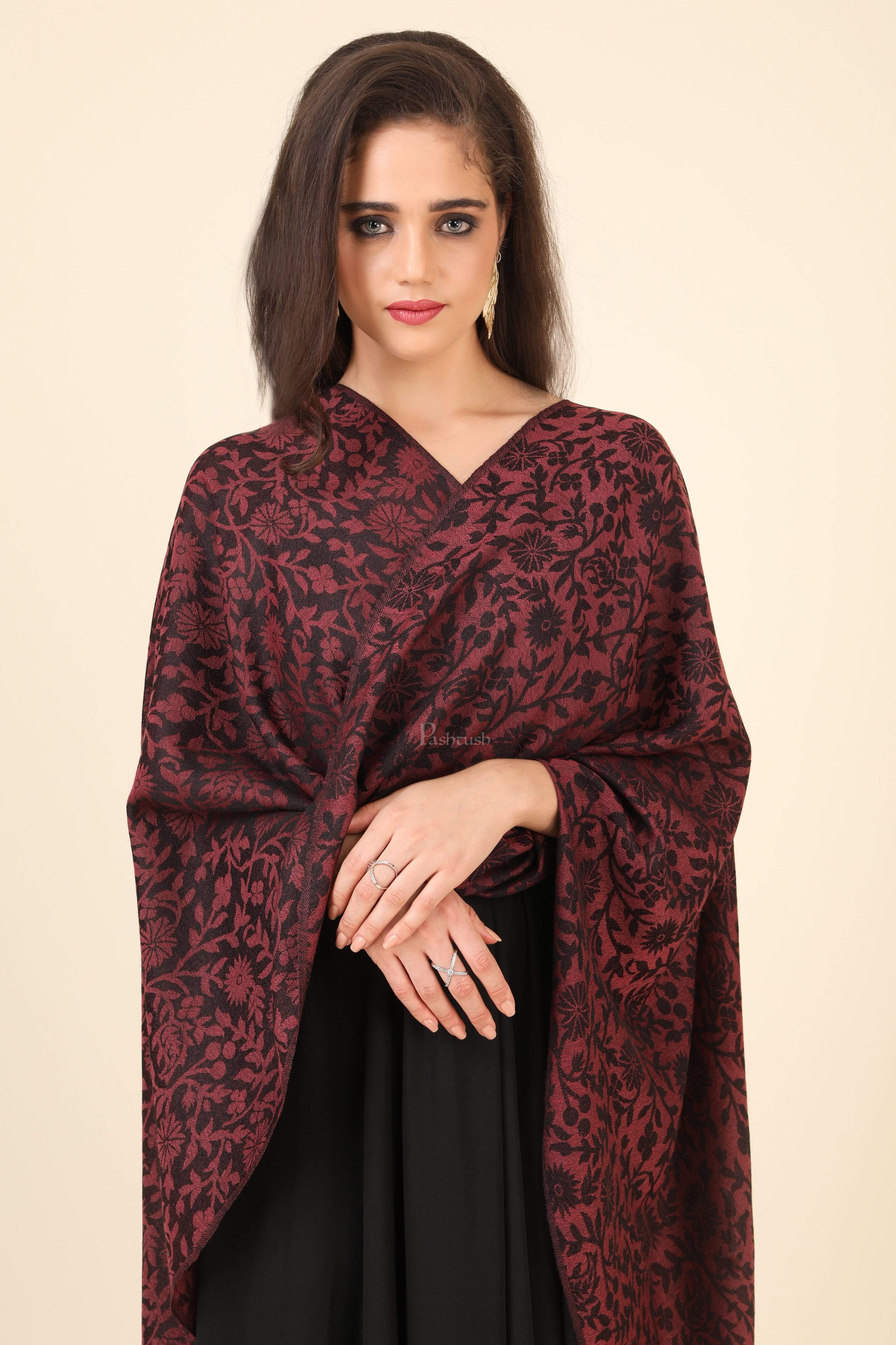 Pashtush Women'S Soft Fine Wool Floral Scarf, Soft And Warm - Image 3