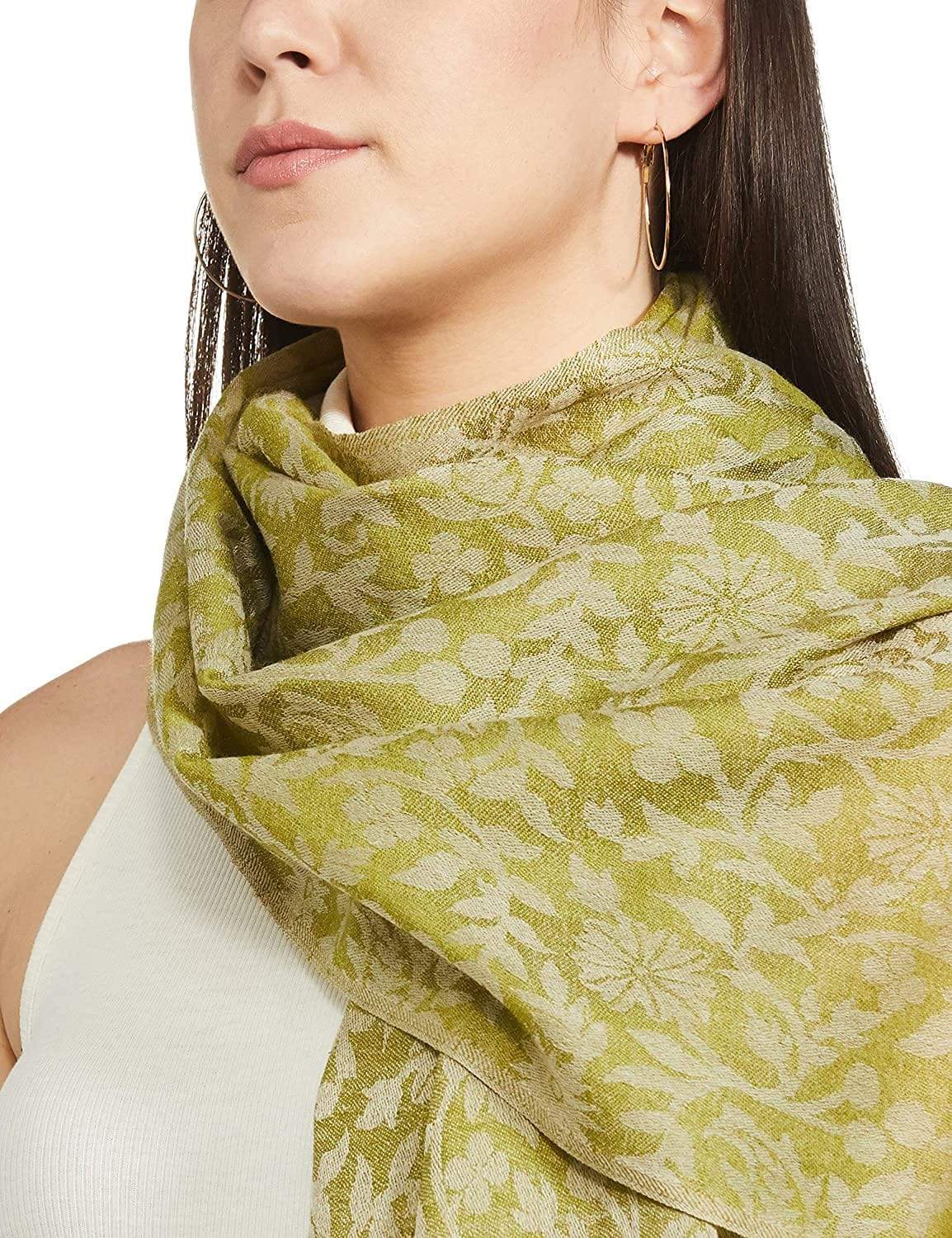 Pashtush Women'S Soft Fine Wool Floral Scarf, Soft And Warm, Emerald Green - Image 8