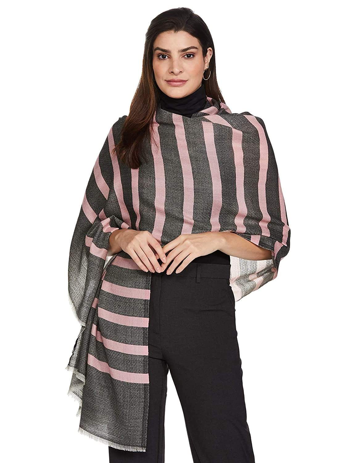 Pashtush Women'S Soft Fine Wool Scarf, Peach And Grey Melange - Image 6