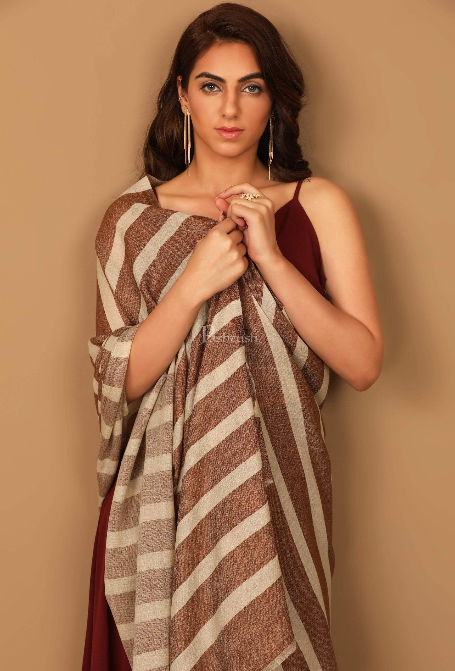 Pashtush Women'S Soft Fine Wool Scarf, Soft Stole, Mocha - Image 5