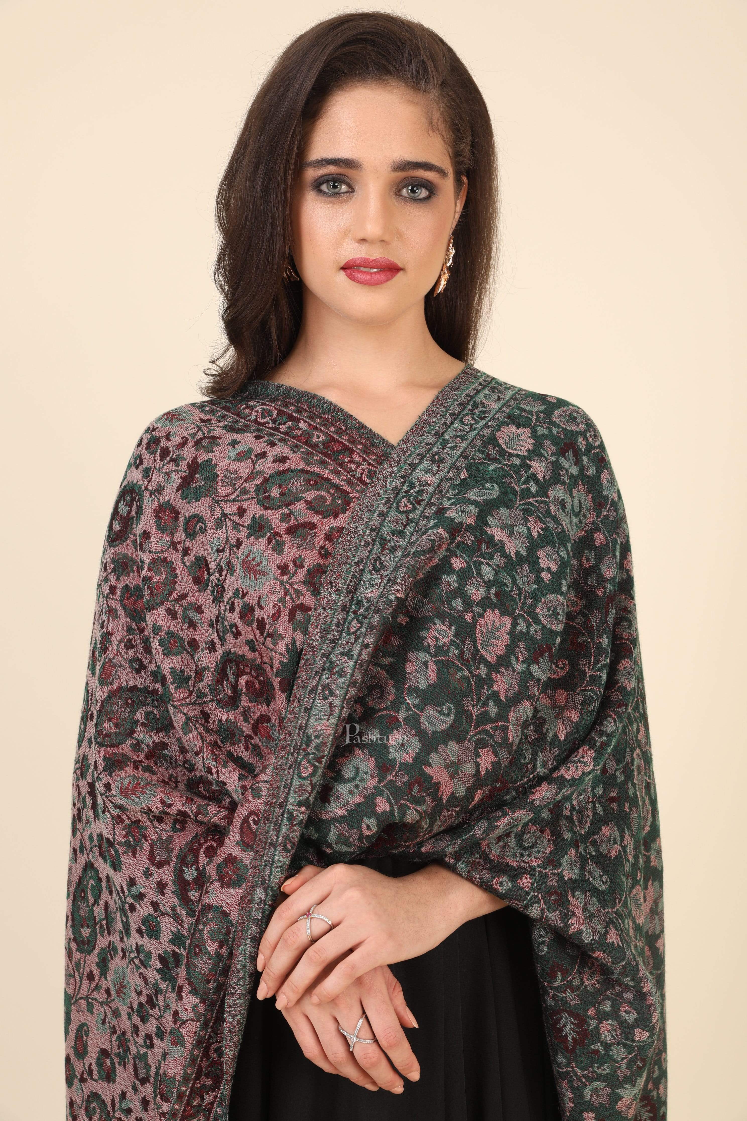 Pashtush Women'S Soft Wool, Reversible Stole, Scarf, Ethnic Weave - Image 6