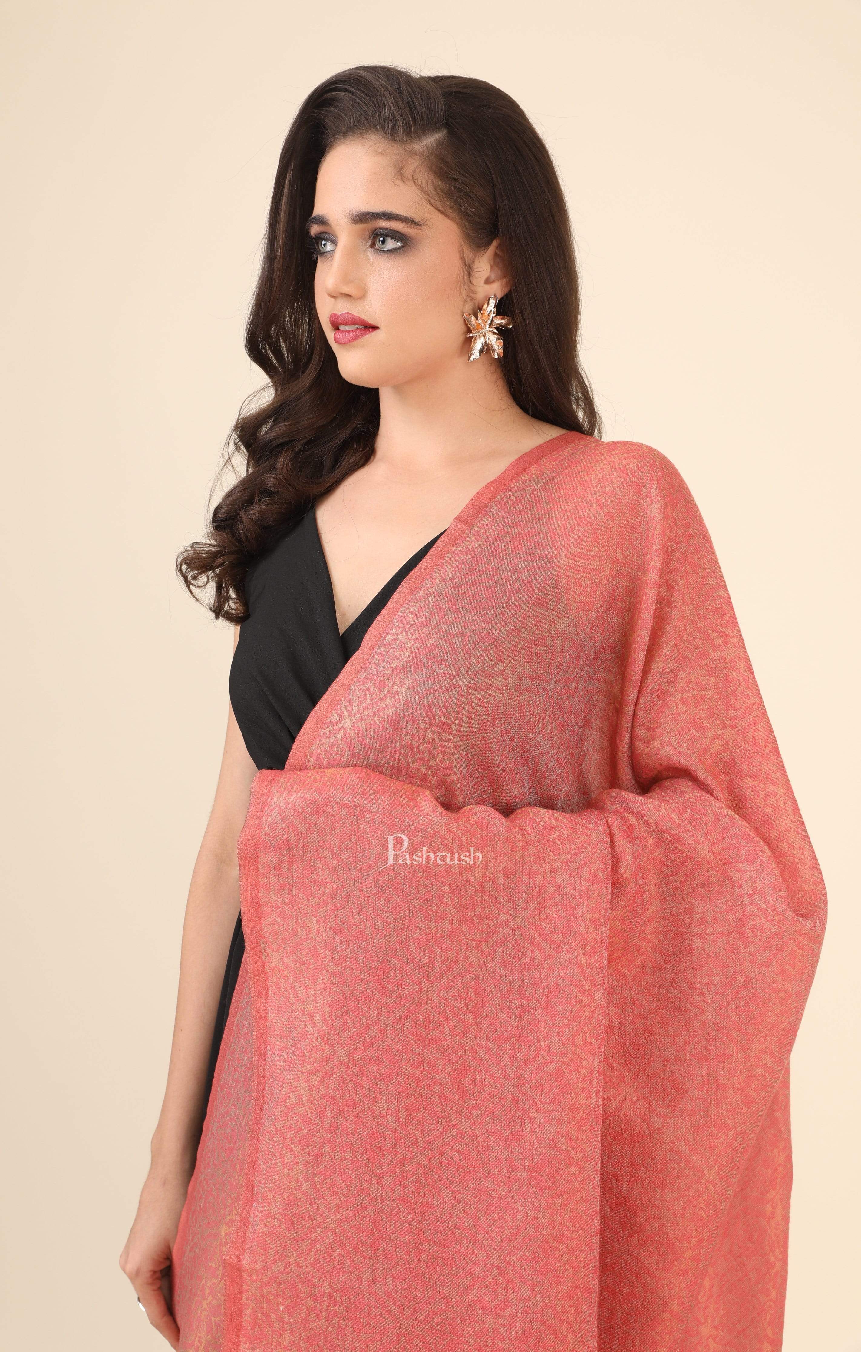 Pashtush Womens Twilight Collection, Jacquard Shawl, With Metallic Thread Weave, Fine Wool - Image 3