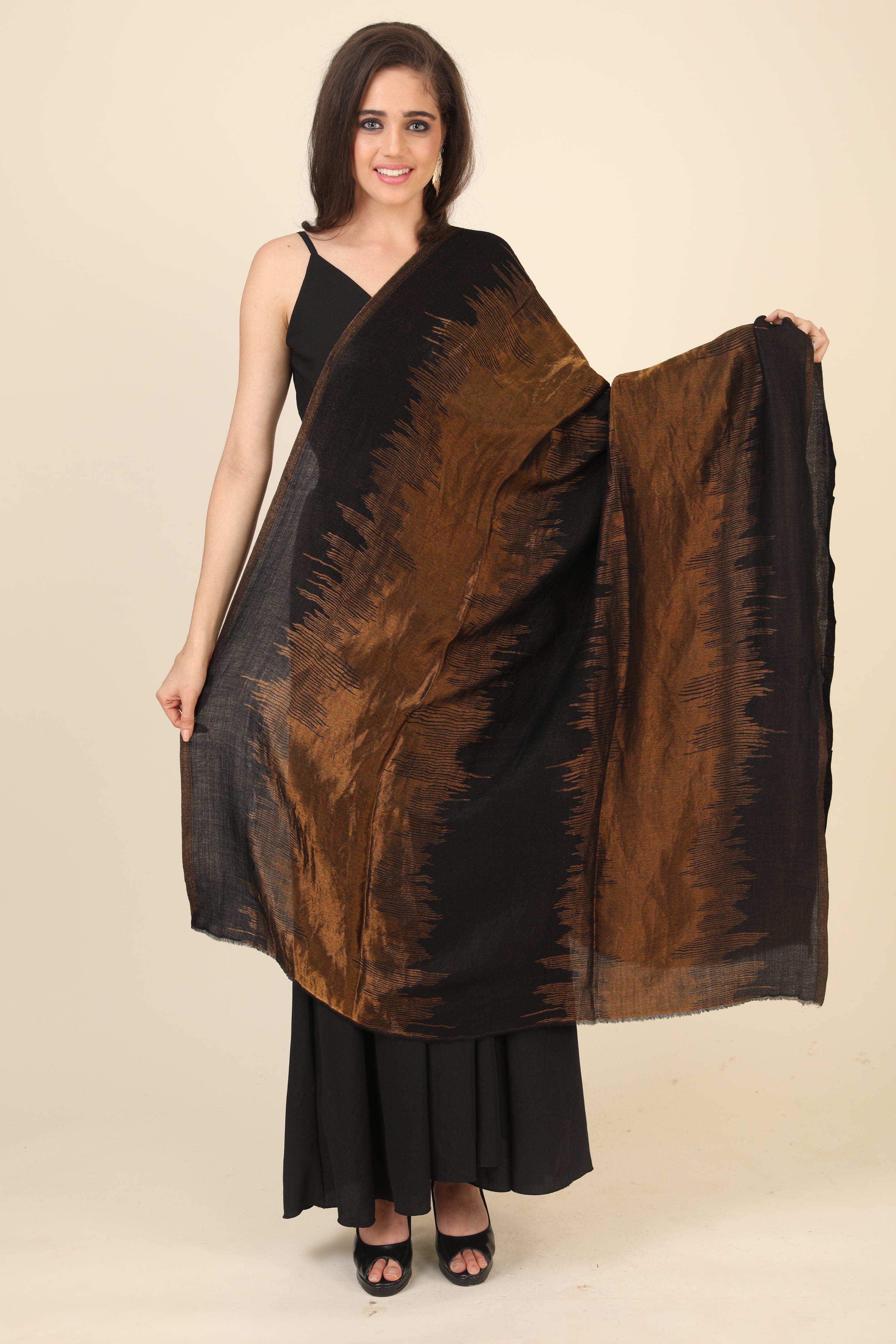Pashtush Womens Twilight Collection, Jacquard Shawl, With Metallic Thread Weave, Fine Wool - Image 4