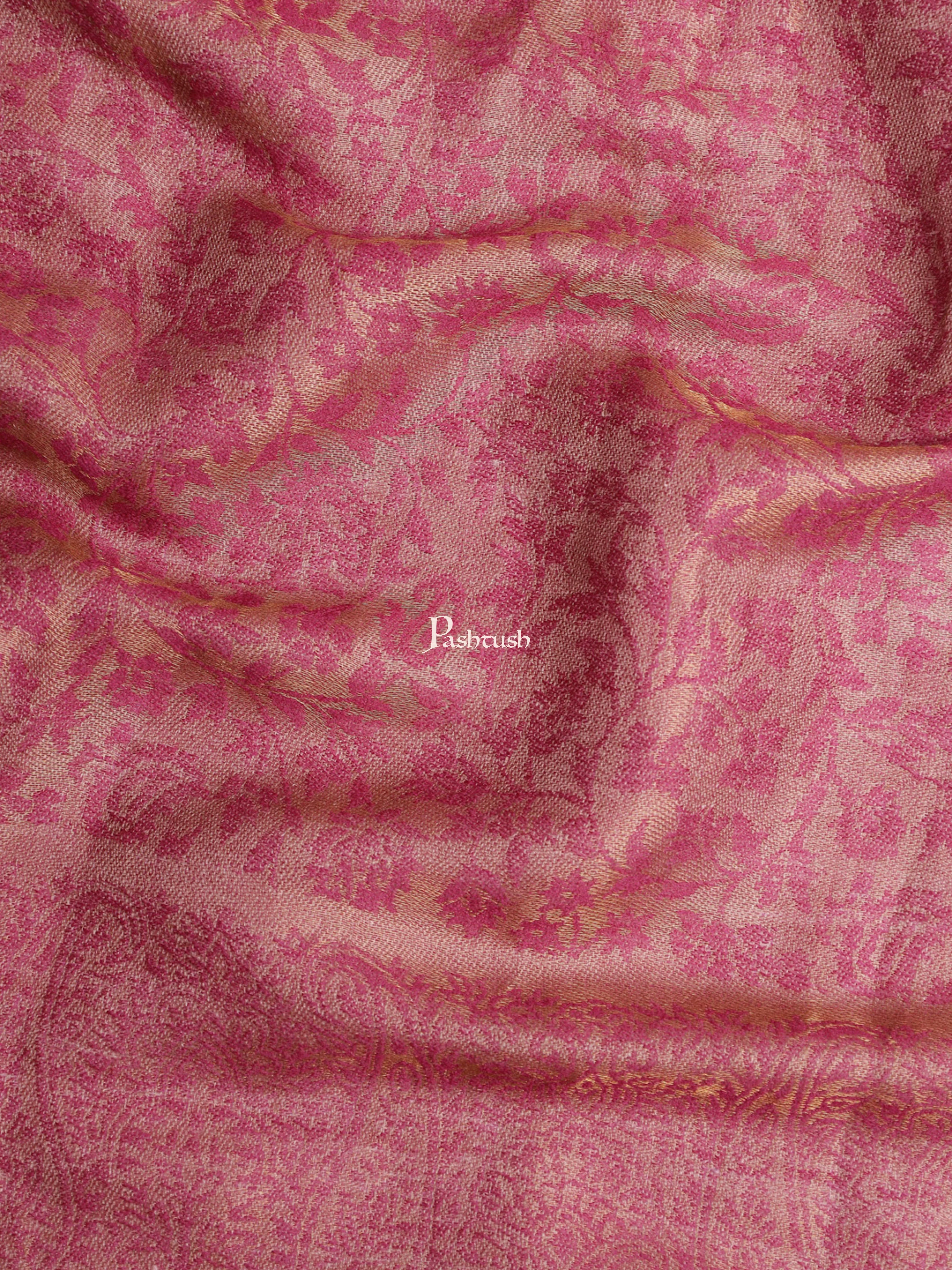 Pashtush Womens Twilight Collection Stole, With Metallic Weave, Fine Wool, Rose Maroon - Image 2