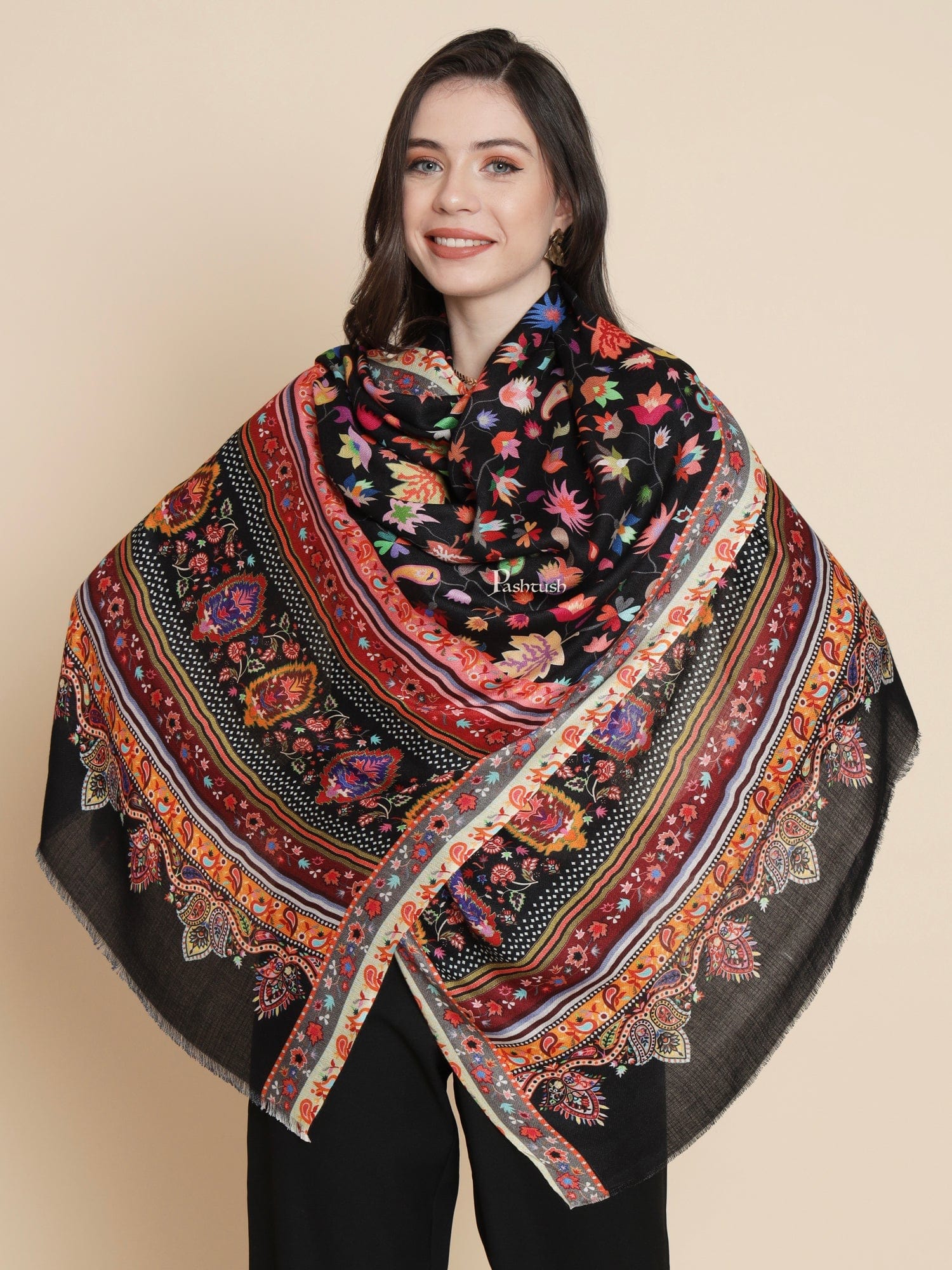 Pashtush Womens Womens, Extra Soft Bamboo, Floral Paisley  Printed, Multicolour - Image 4