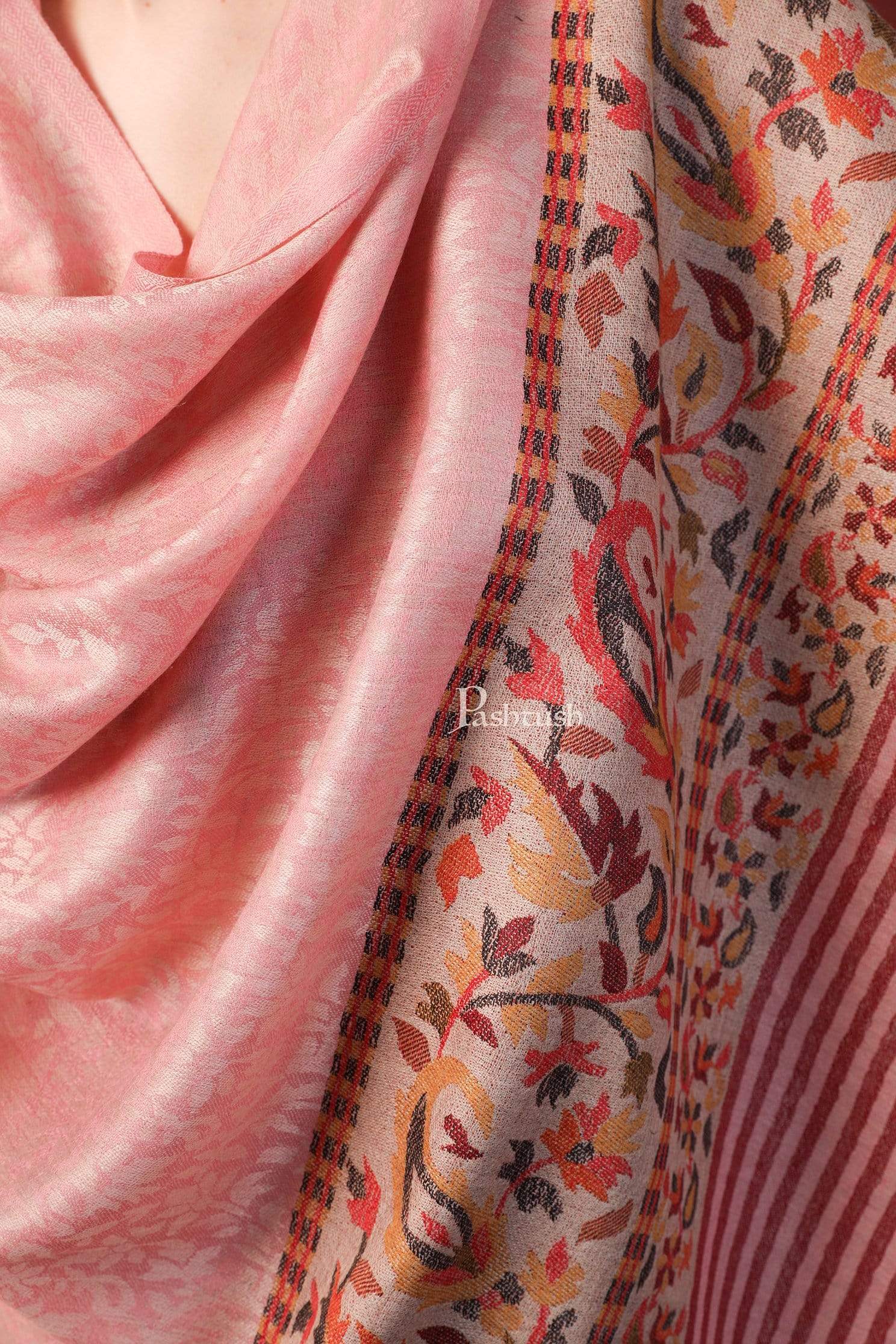 Pashtush Women'S Soft Wool Cashmere Blended Shawl, Ethnic Palla, Blush Pink - Image 2