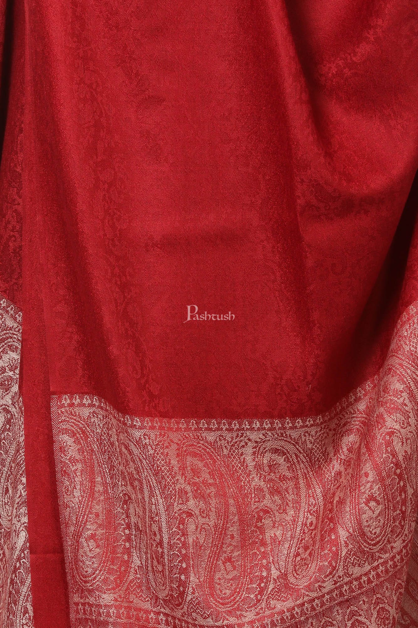 Pashtush Women'S Wool Ultra Soft Fine Wool Cashmere Blended Shawl - Maroon - Image 2