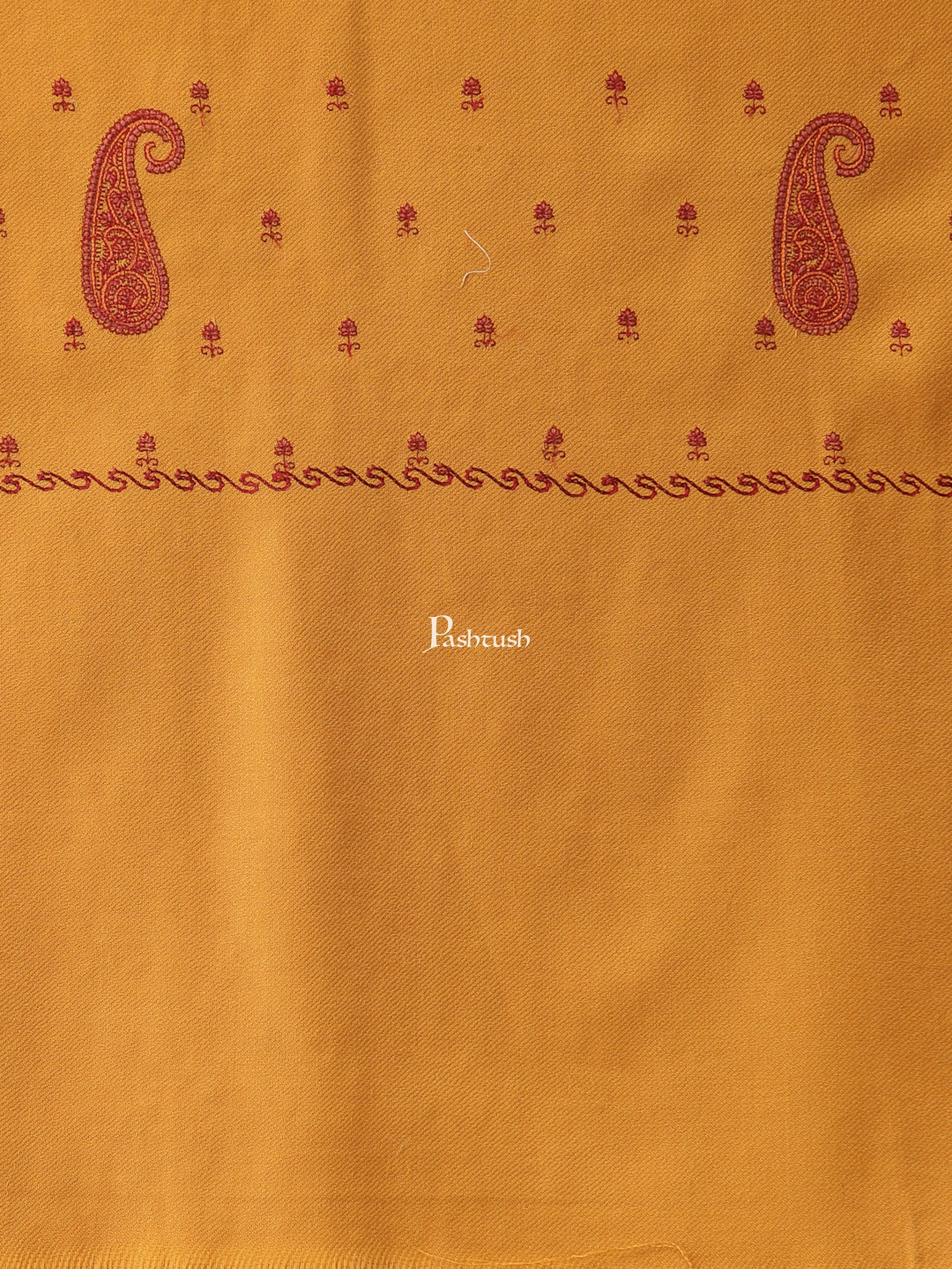 Pashtush Womens Woollen Kashmiri Embroidery Shawl, Mustard - Image 2