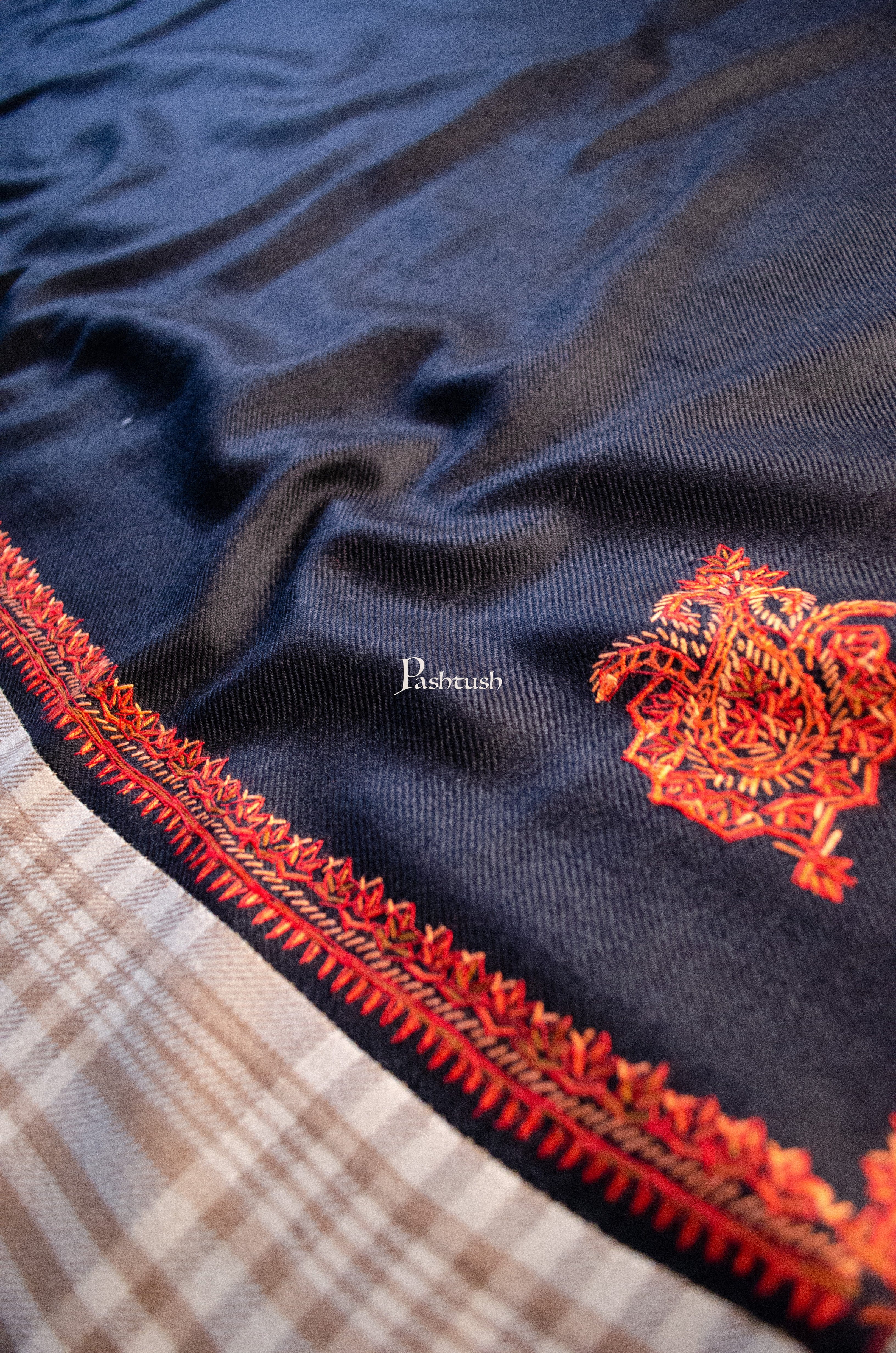 Pashtush Womens Woollen Shawl,  Design, Black - Image 6