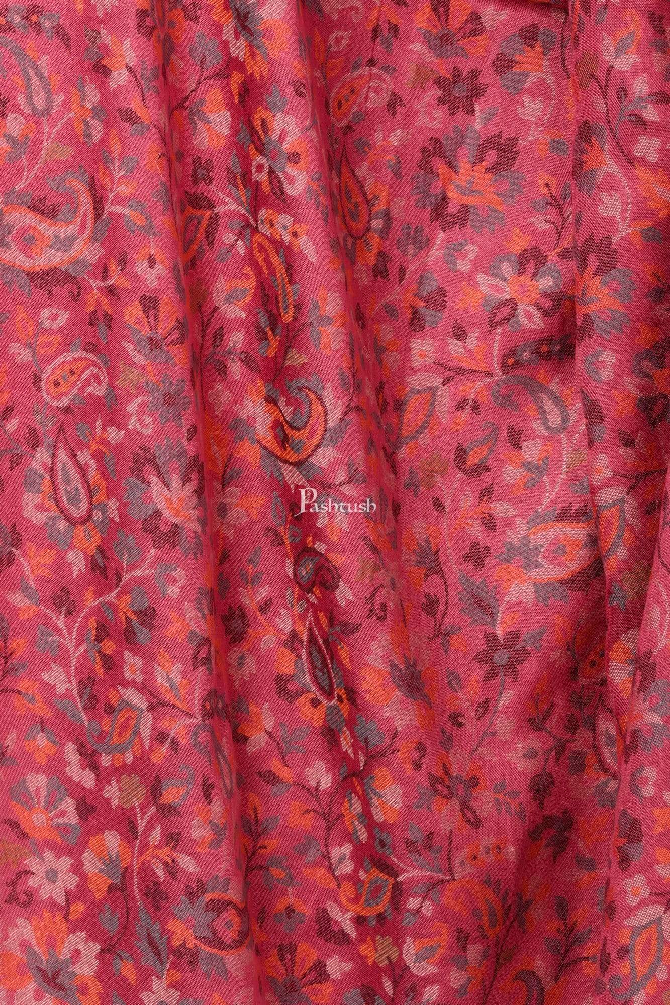 Pashtush Womens Woven Ethnic Shawl, Woollen, Faux Pashmina Shawl, Pink - Image 5