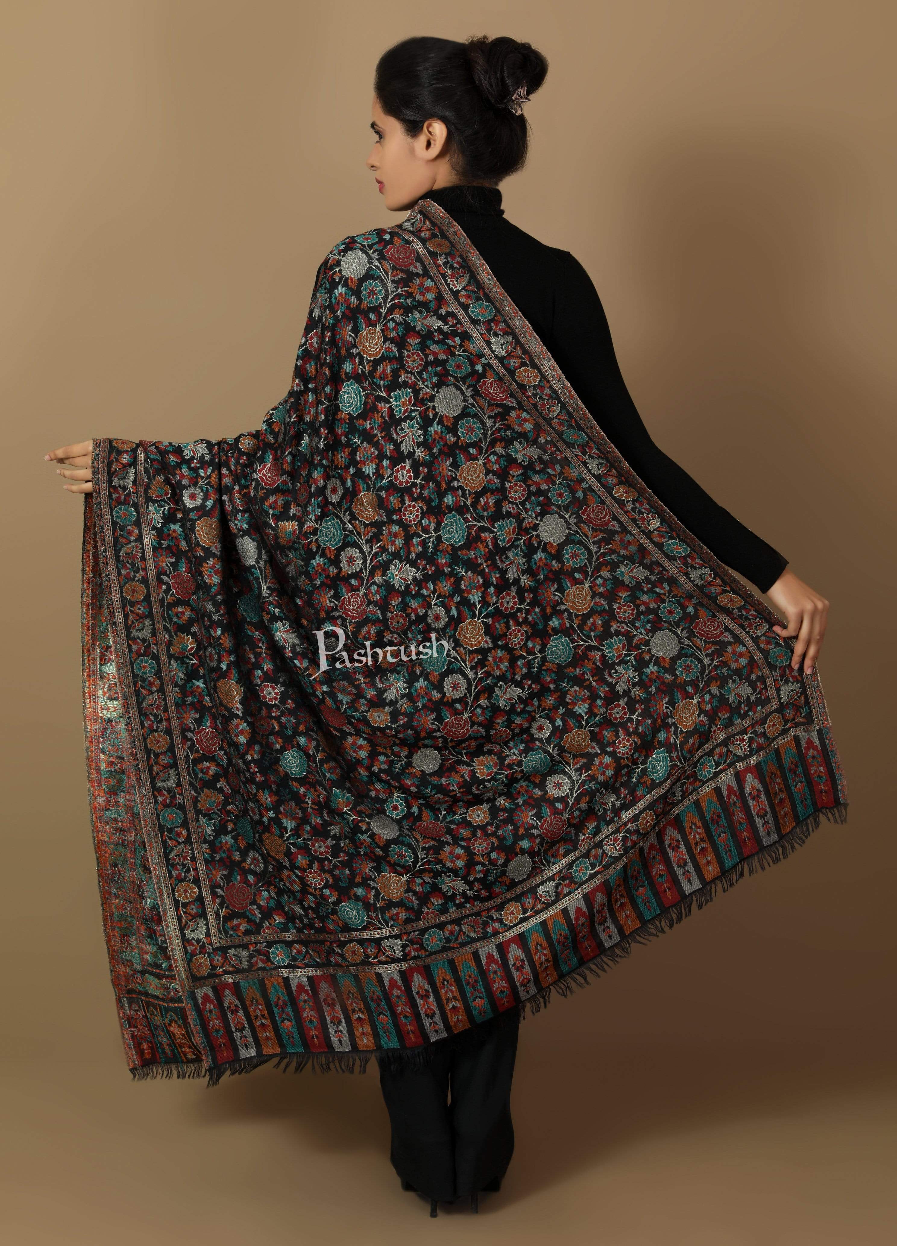 Pashtush Womens Gulaabdar Ethnic Shawl, Woollen, Faux Pashmina Shawl - Image 6