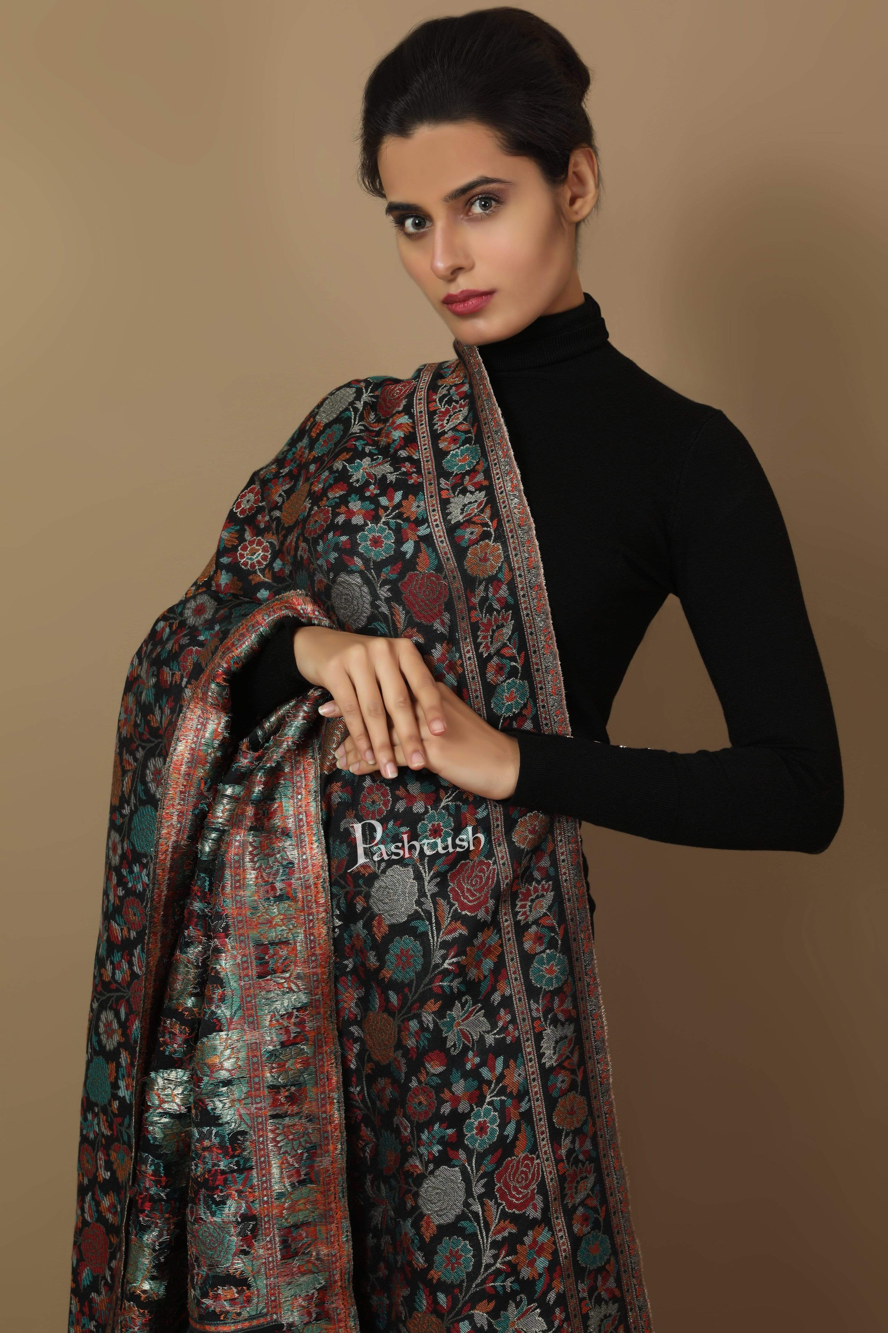 Pashtush Womens Gulaabdar Ethnic Shawl, Woollen, Faux Pashmina Shawl - Image 7
