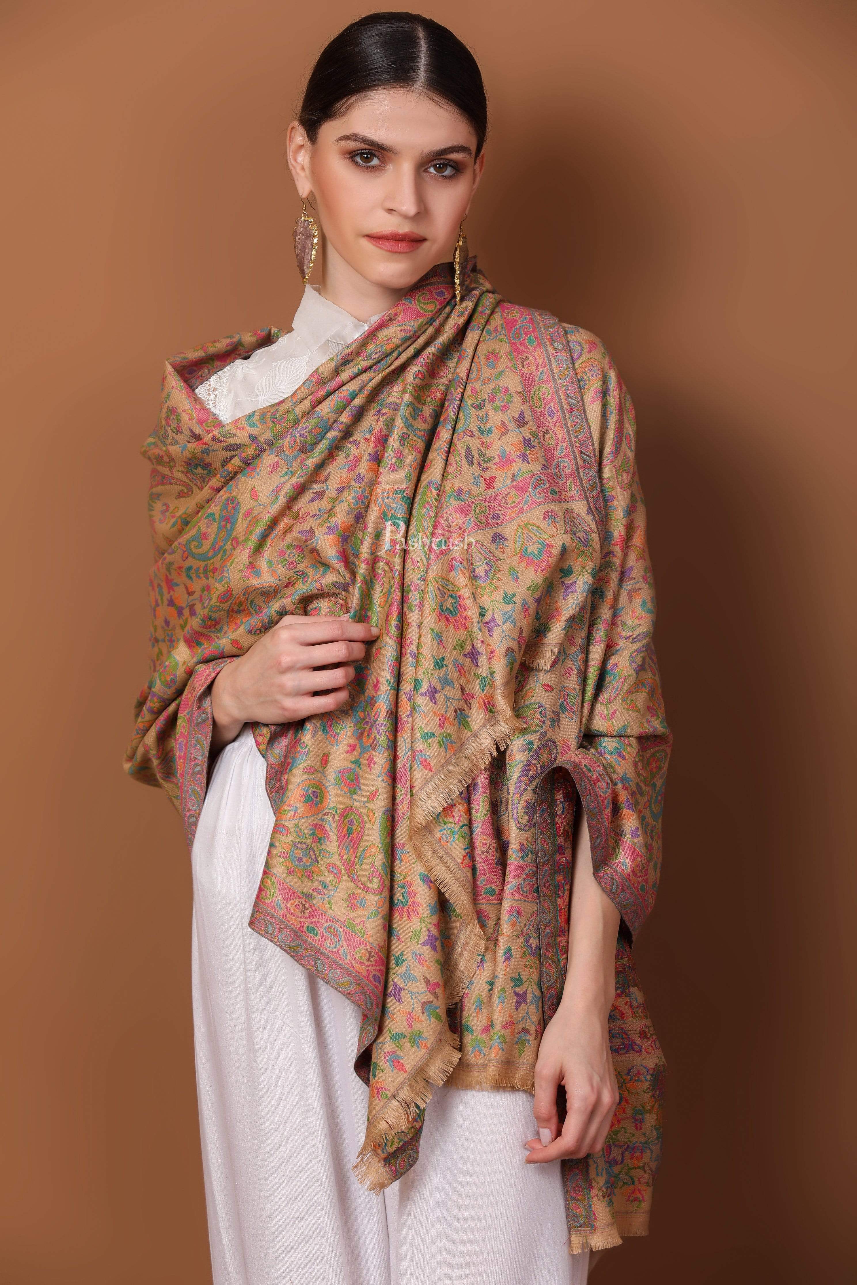 Pashtush Womens Woven Ethnic Stole, Woollen, Faux Pashmina Stole, Pastel Hues - Image 6