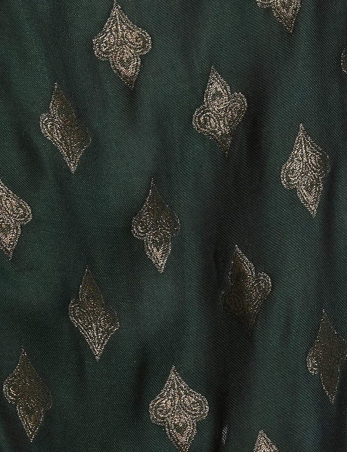Pashtush Womens Zari Weave Stole, Scarf, Green - Image 4