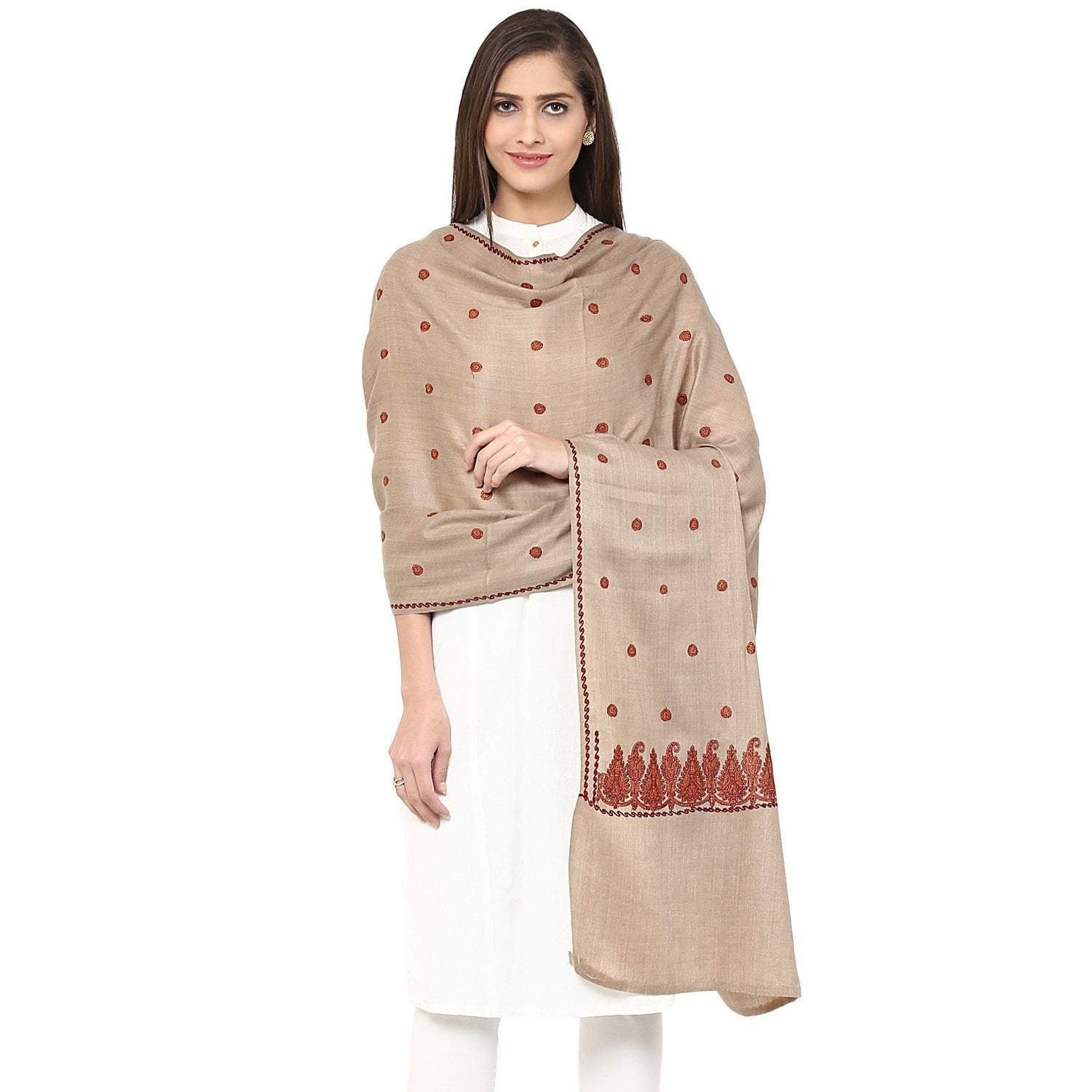 Pashtush Womens Palla Booti Embroidery Shawl - Sahara - Image 3