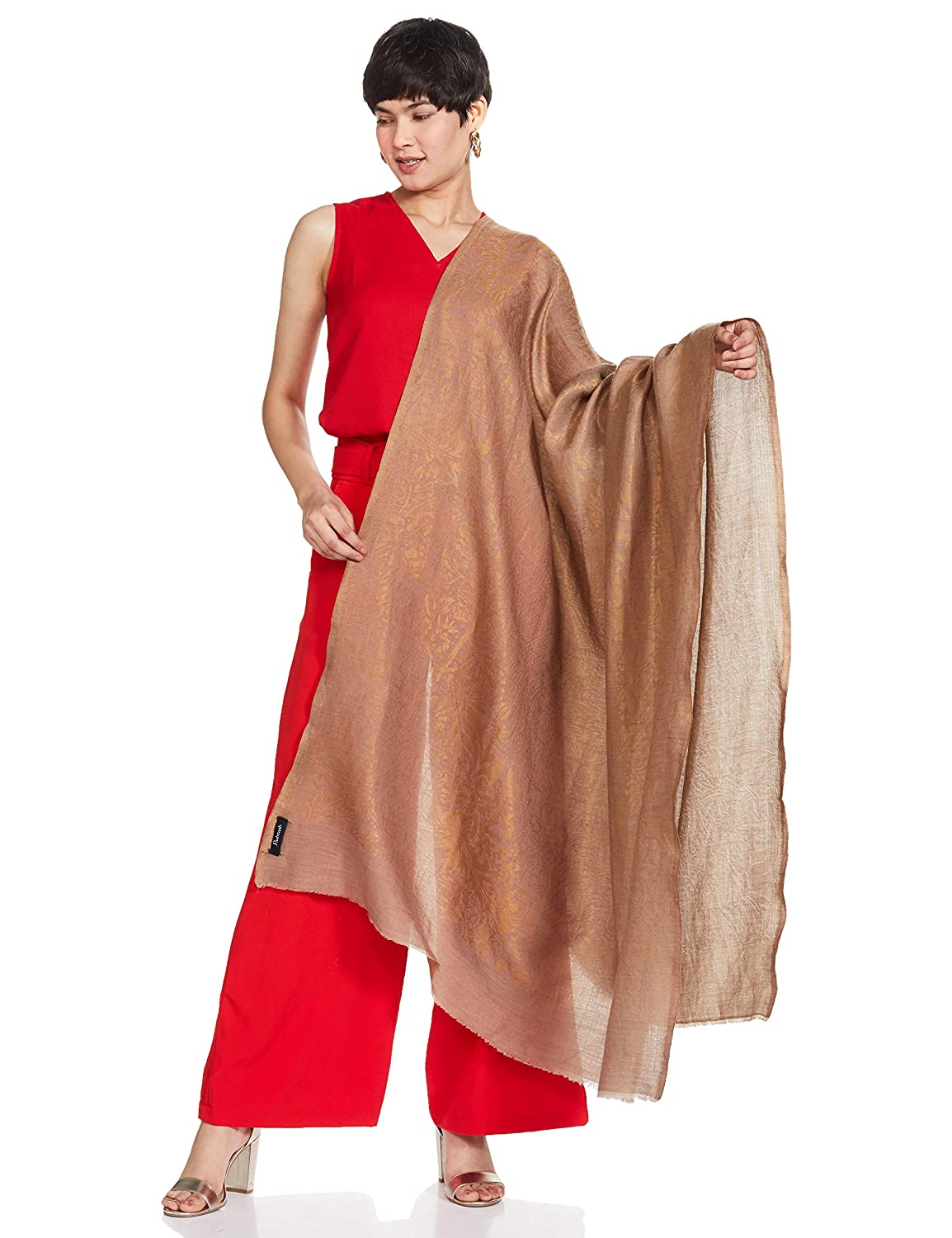 Pashtush Womens Twilight Collection, Jacquard Shawl, With Metallic Thread Weave, Fine Wool - Image 3