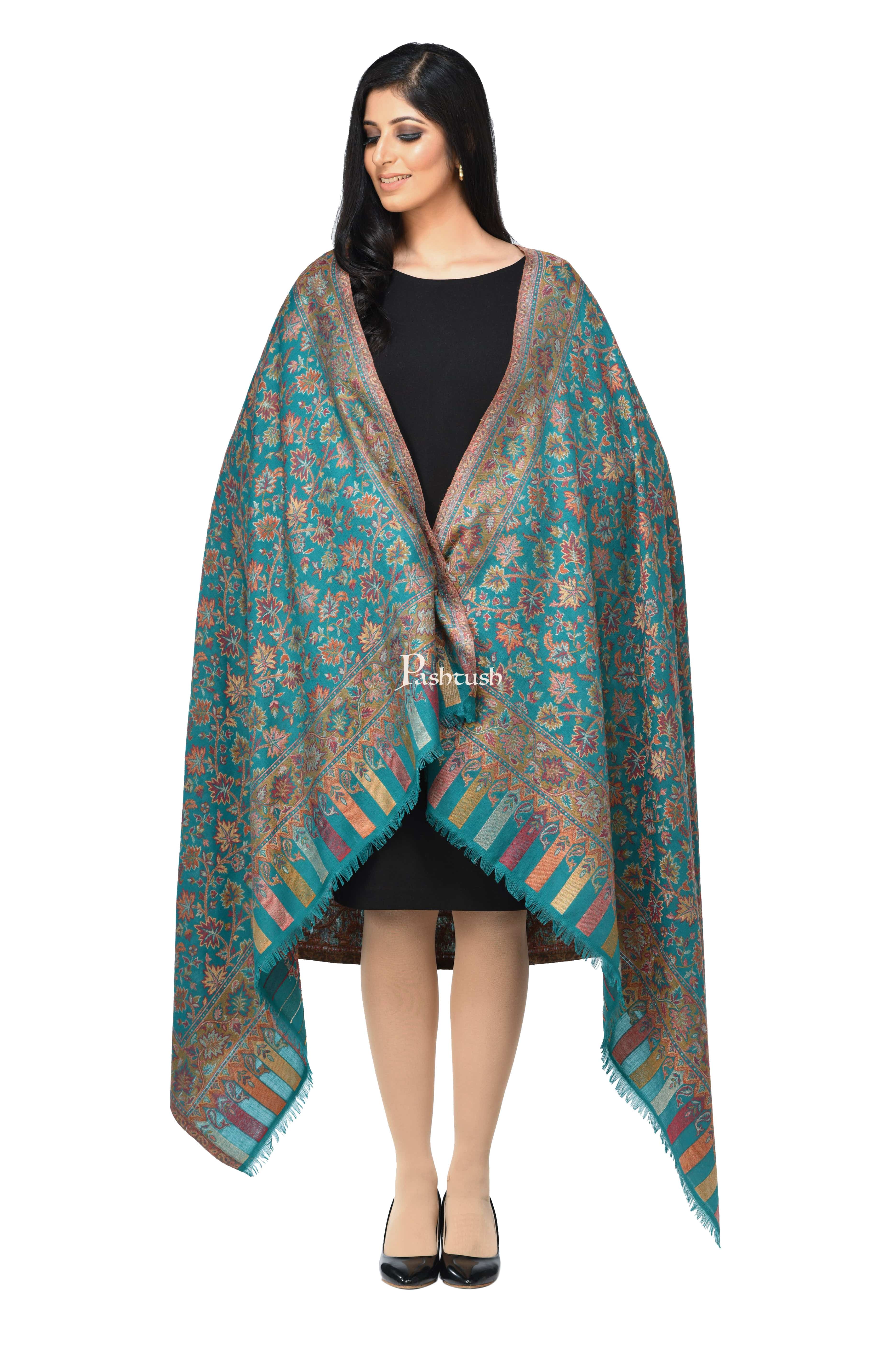 Pashwool Womens Ethnic Design Shawl, Light Weight, Soft And Warm, Arabic Sea - Image 3
