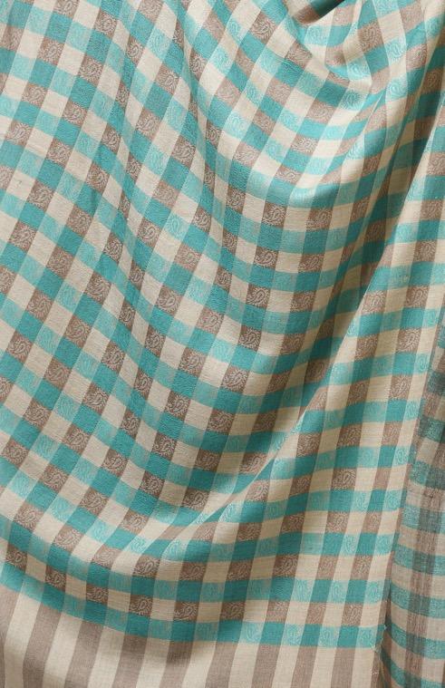 Pashwool Womens Fine Wool Checkered Stole, Soft And Warm Multicolored - Image 4