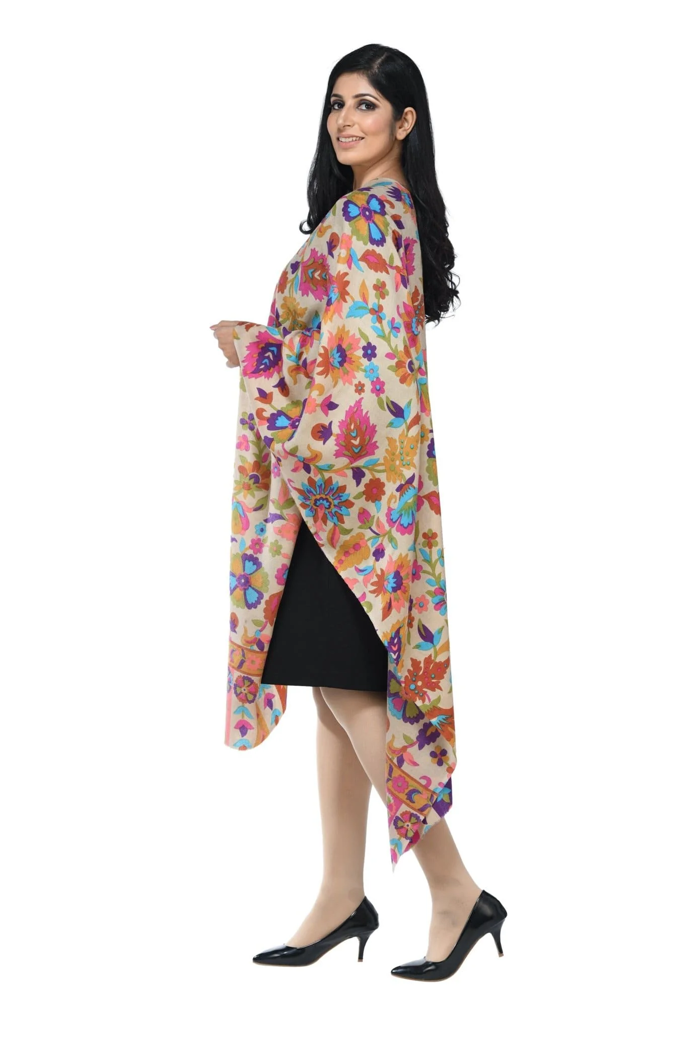 Pashwool Womens Floral Printed Stole, Fine Wool, Soft And Warm - Image 4
