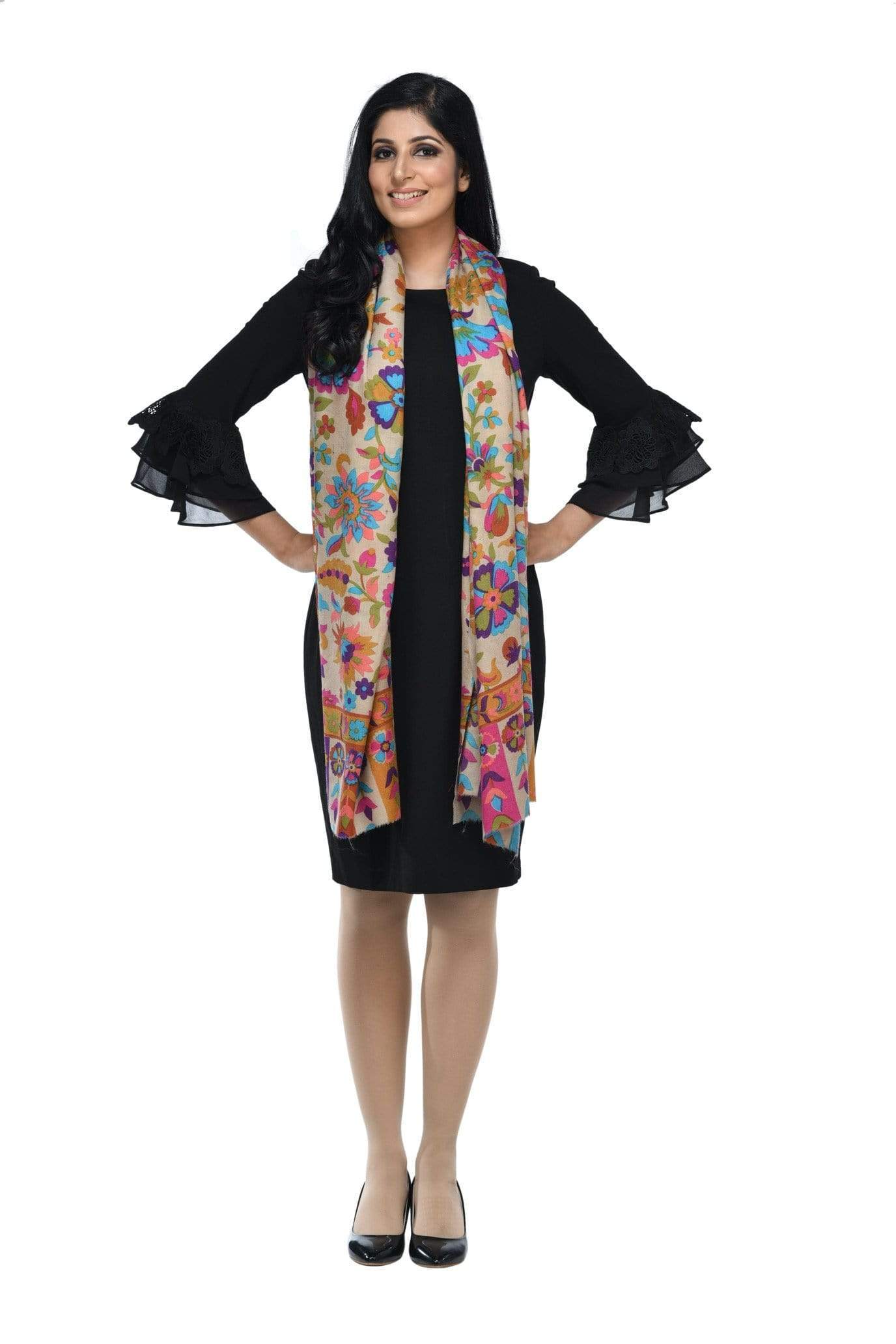 Pashwool Womens Floral Printed Stole, Fine Wool, Soft And Warm - Image 5
