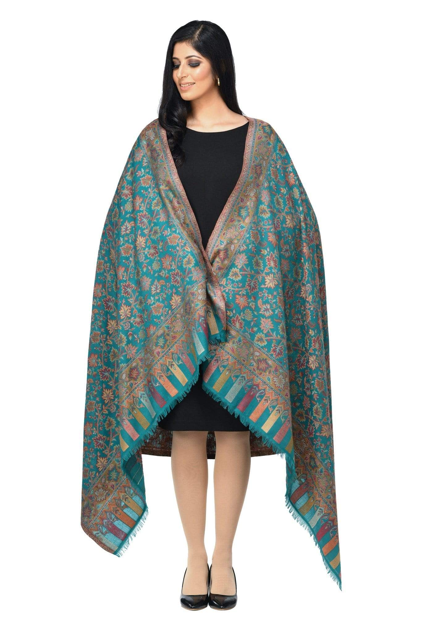 Pashwool Womens Kaani Design Shawl, Light Weight, Soft And Warm Arabic Sea - Image 5