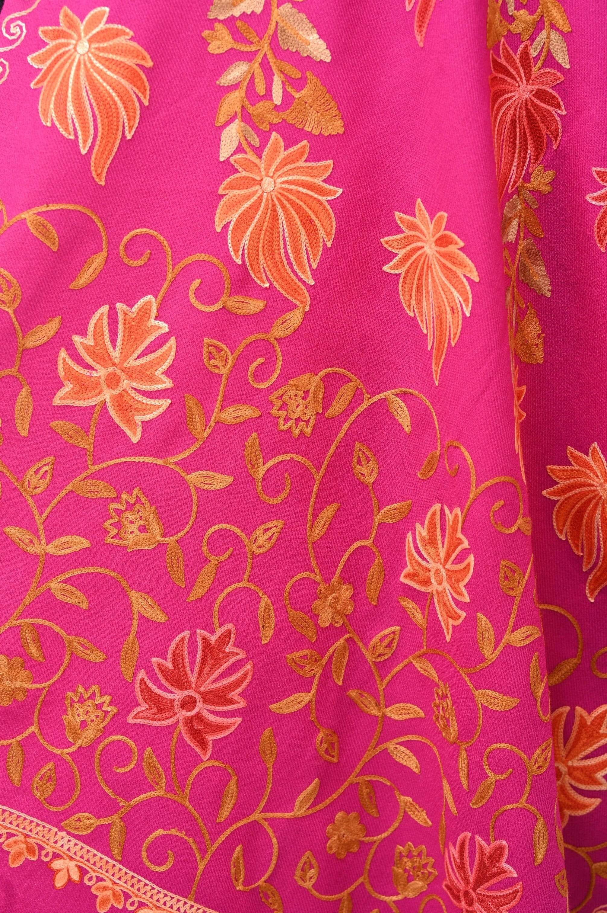 Pashwool Womens Kashmiri Embroidery Stole, Soft And Warm, Woollen Stole, Majenta - Image 6