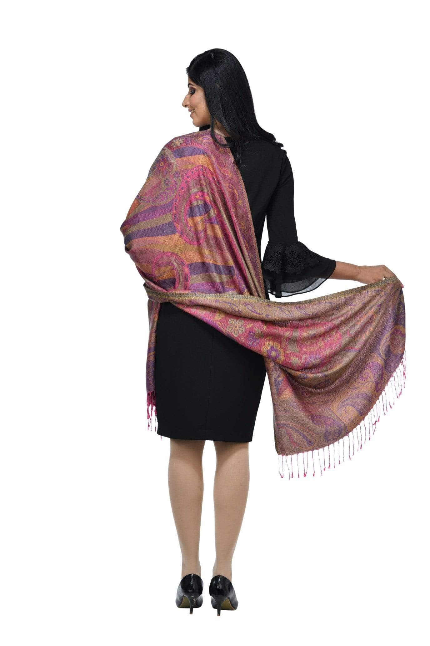 Pashwool Womens Silky Soft Stole, With Ethnic Weave Design - Image 3