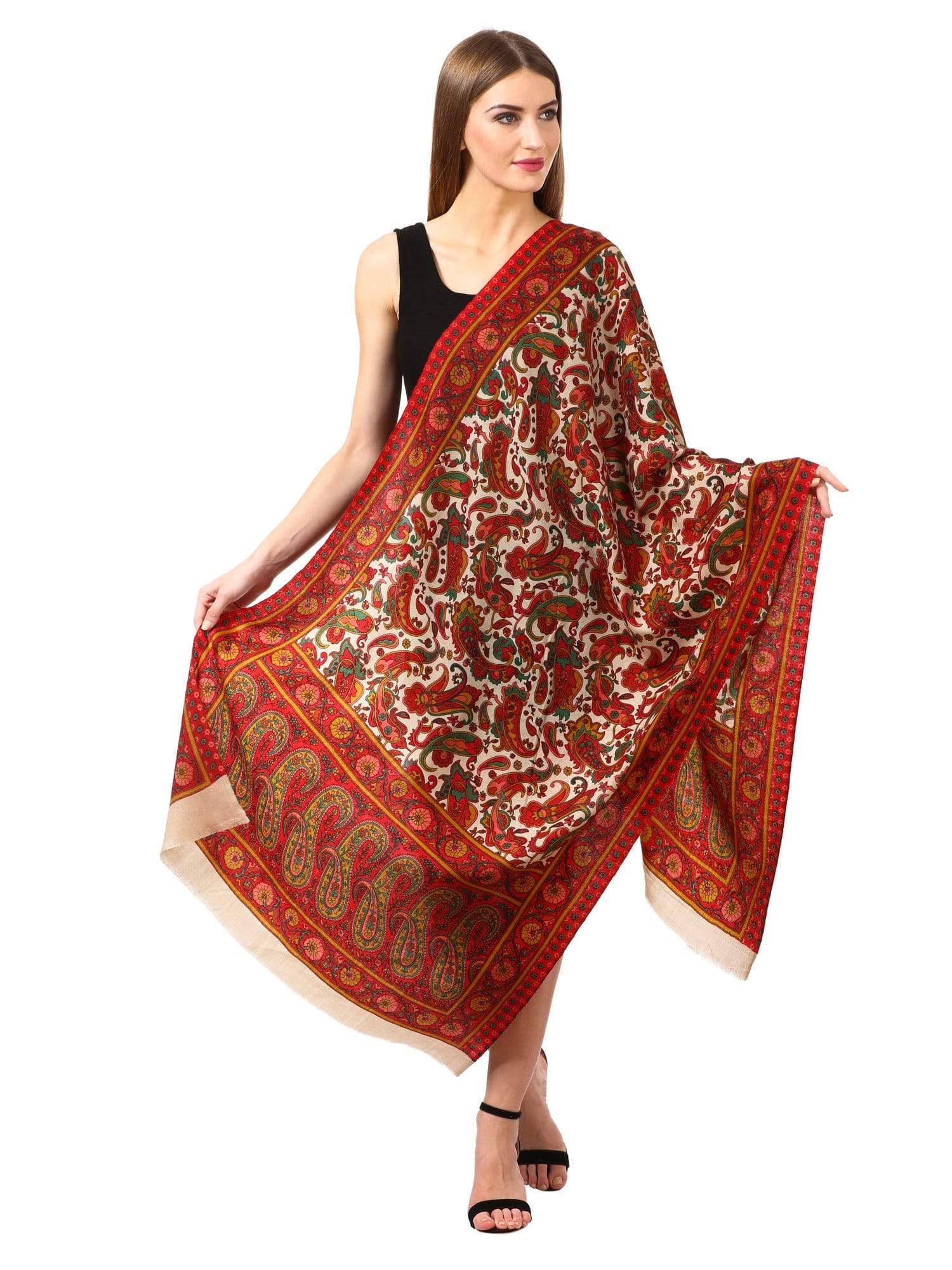Pashtush Womens Fine Wool  Blended Printed Stole Scarf Multi Coloured - Image 4