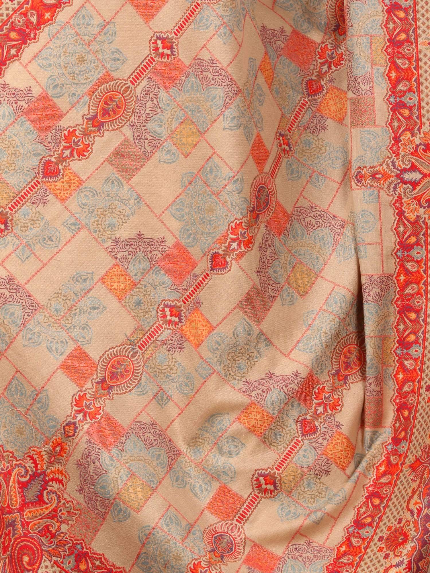 Pashtush Womens Aztec Jamawar Shawl, Faux Pashmina - Red - Image 2
