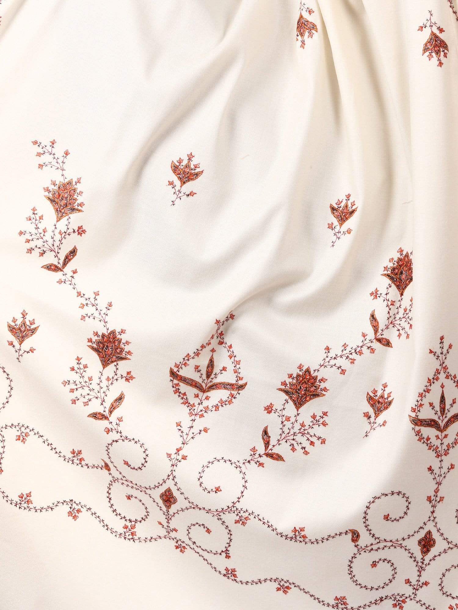 Pashtush Women'S Wool Shawl, Hand Embroidery, 100% Hand-Made (White) White - Image 4